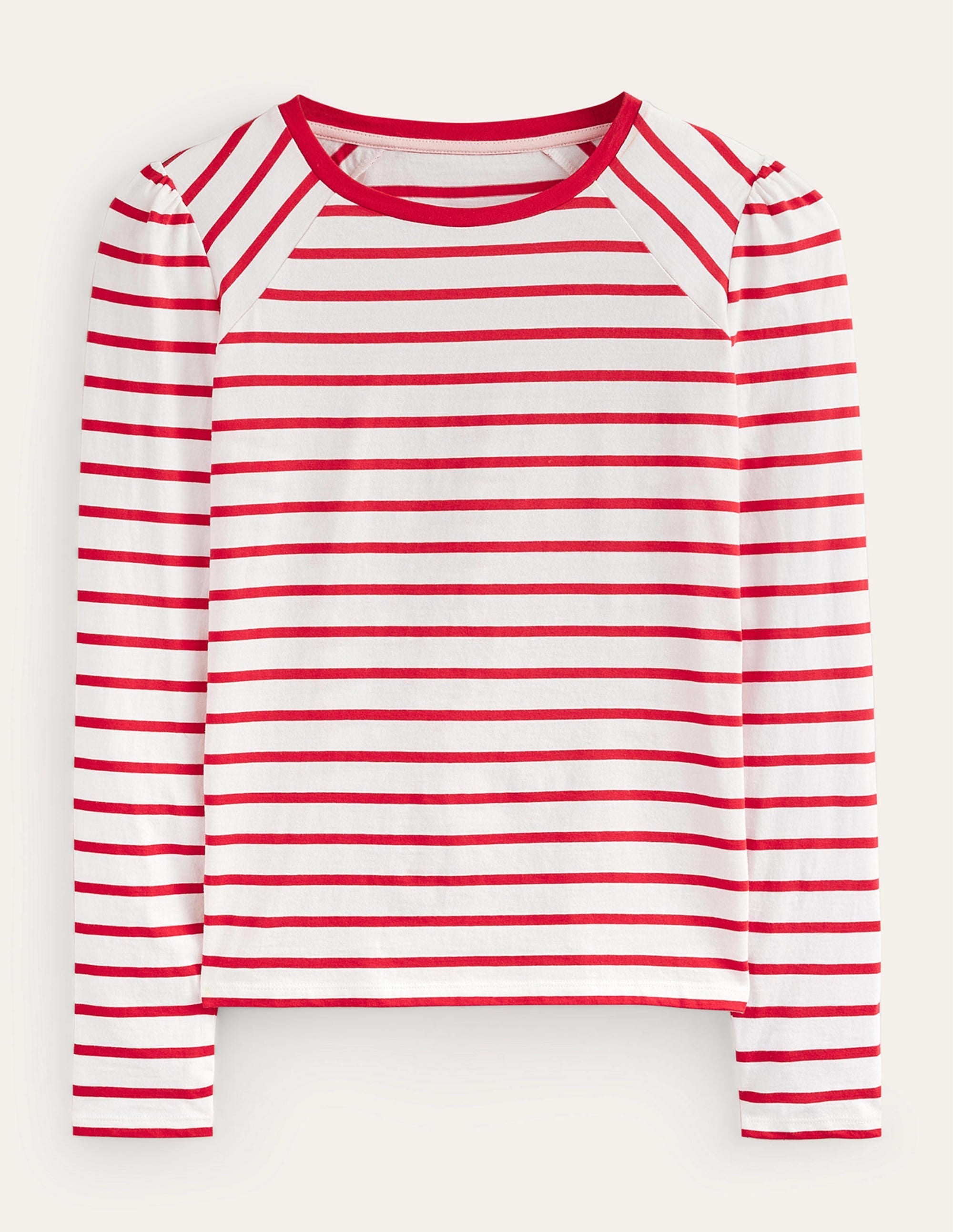 Arabella Stripe T-Shirt-Hot Pepper, Ivory - Image 5