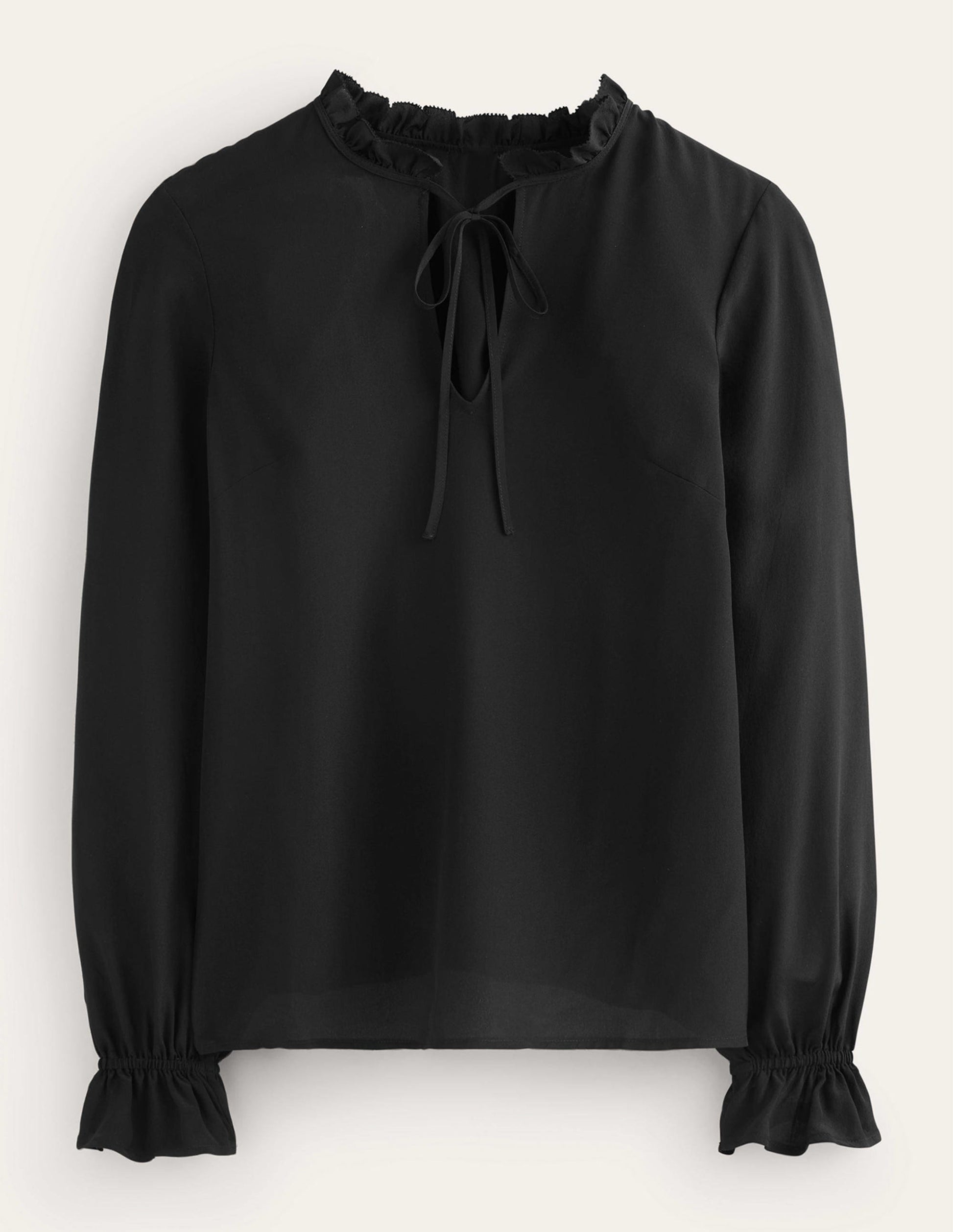 Silk Romantic Blouse-Black-5
