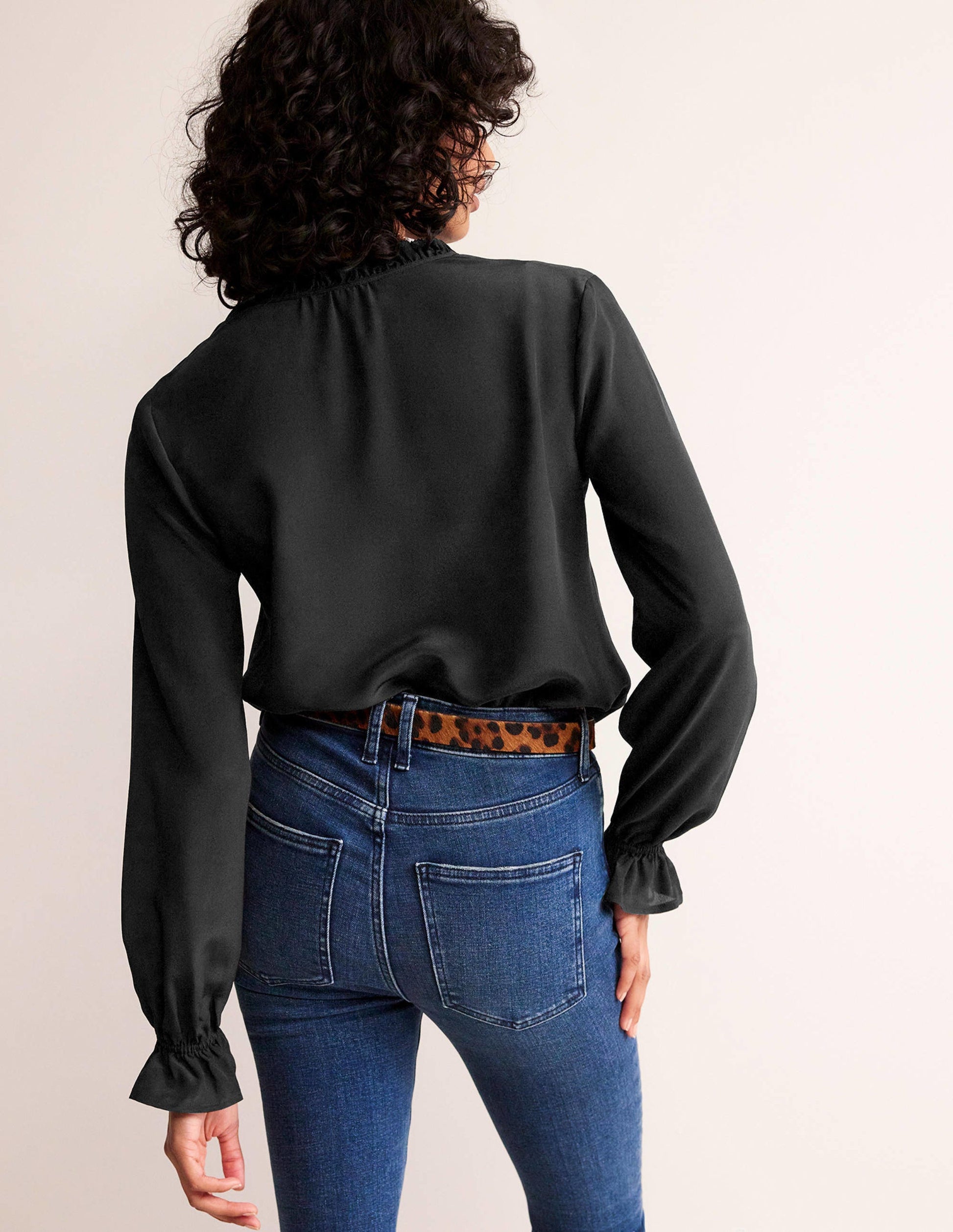Silk Romantic Blouse-Black-3