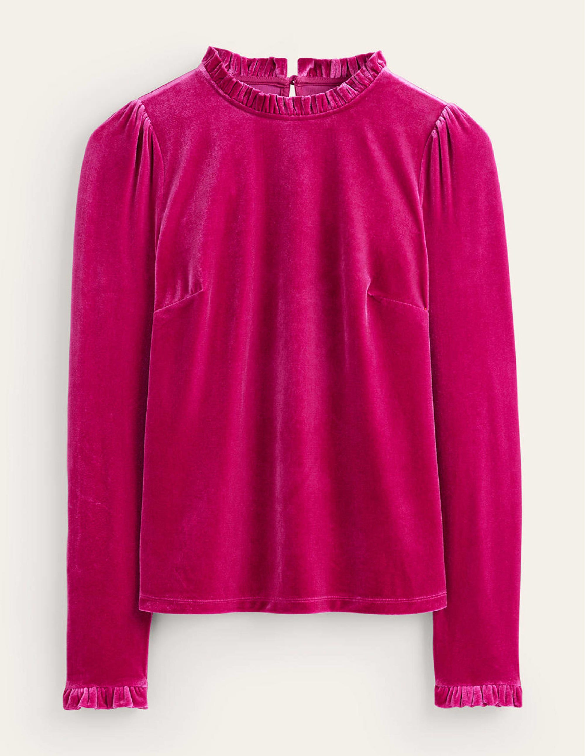 Velvet Frill-Trim Top-Vibrant Plum - Image 5