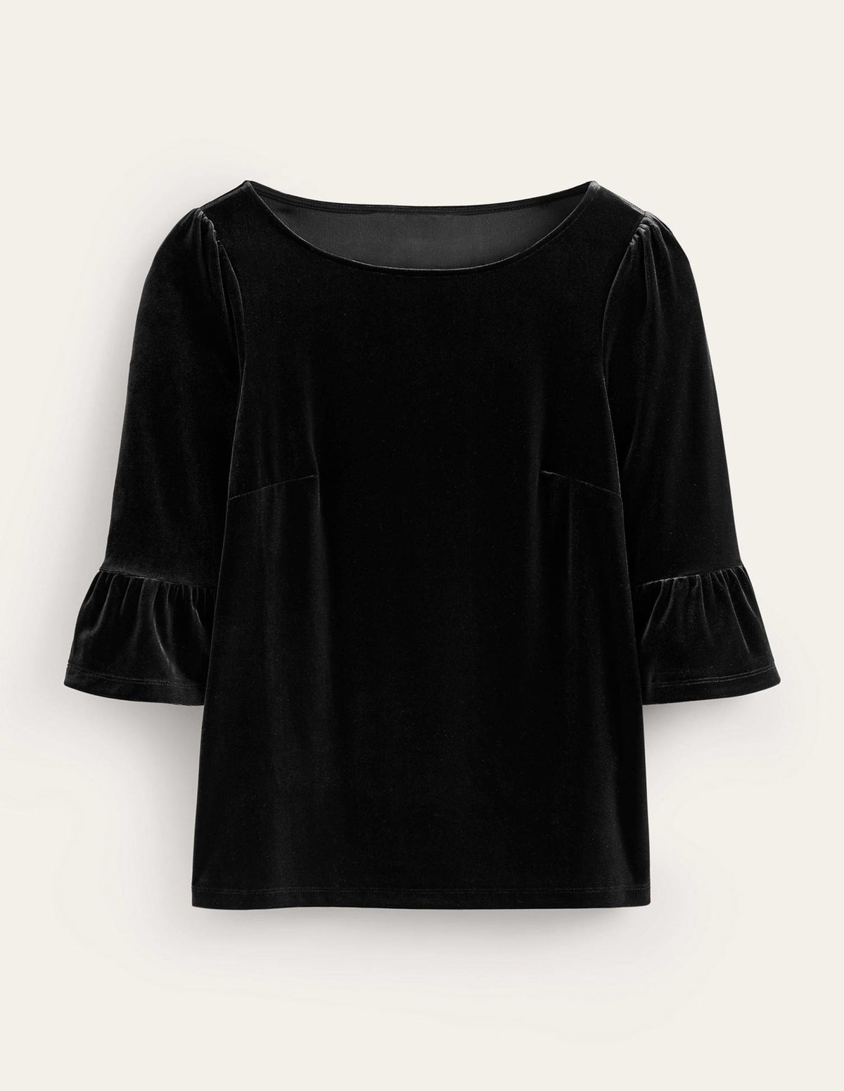 Velvet Ruffle Cuff Top-Black - Image 5