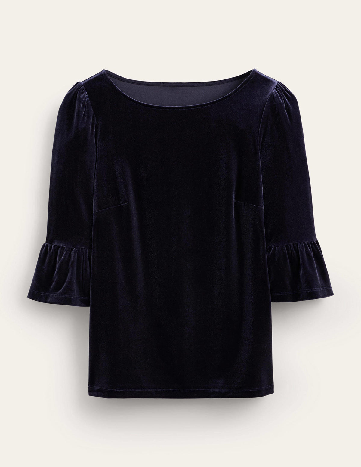 Velvet Ruffle Cuff Top-Navy - Image 5