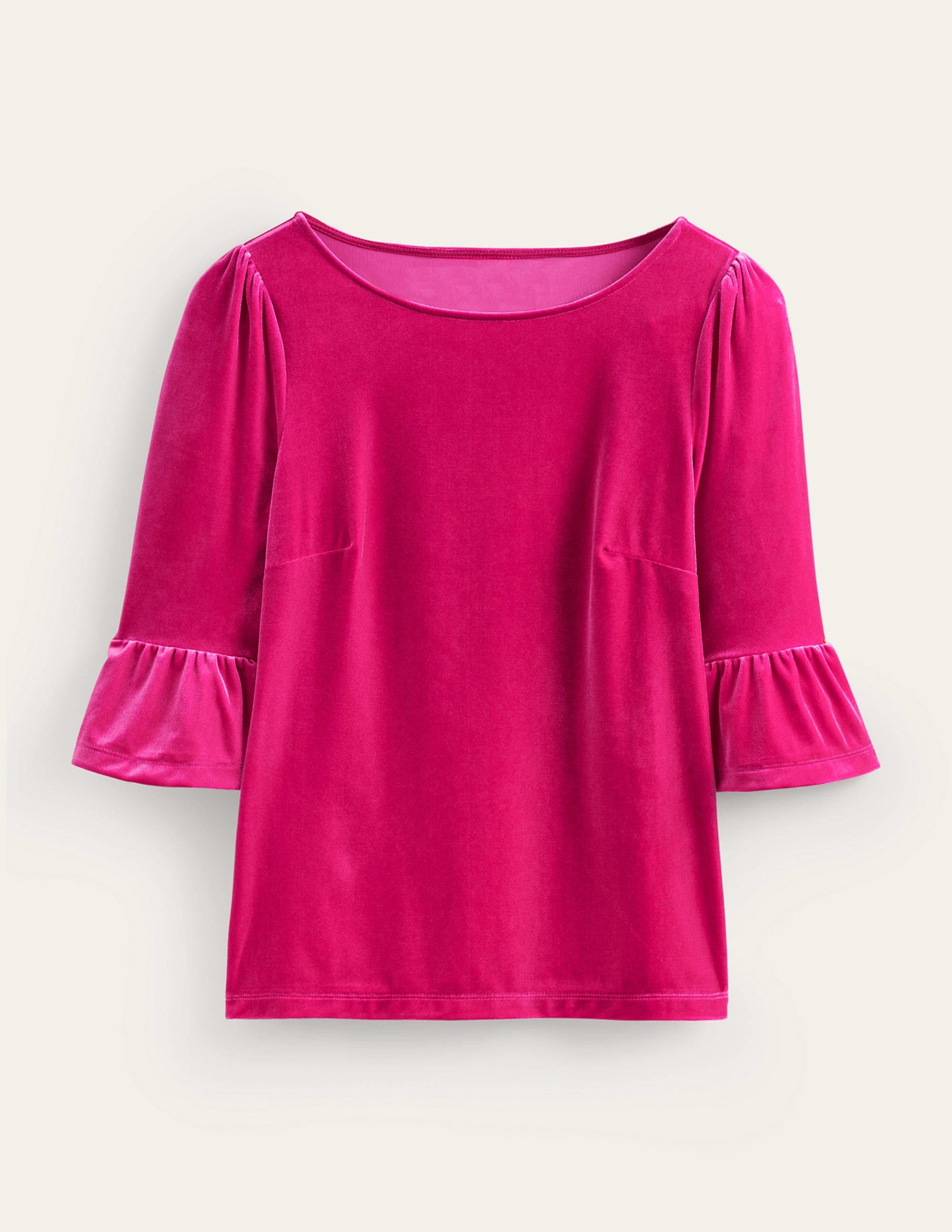 Velvet Ruffle Cuff Top-Vibrant Pink - Image 6