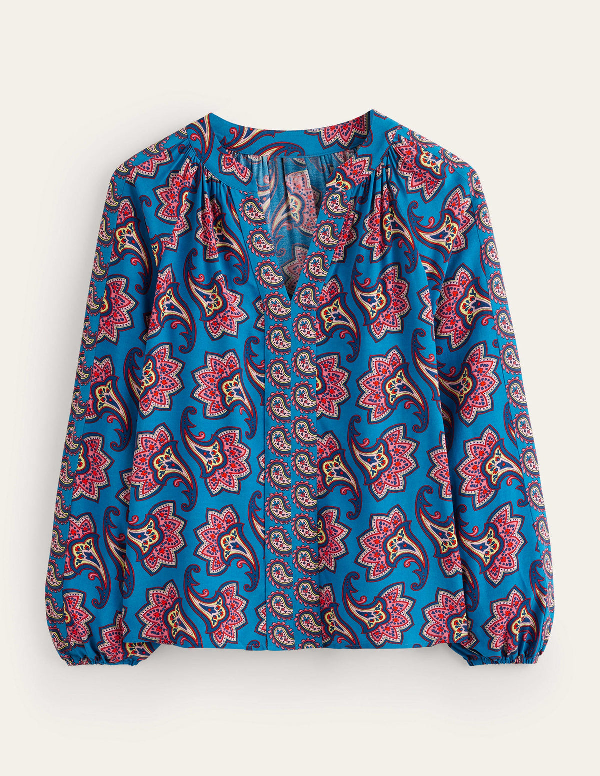 Border Print Raglan Top-Blue, Paisley Amaryllis - Image 6