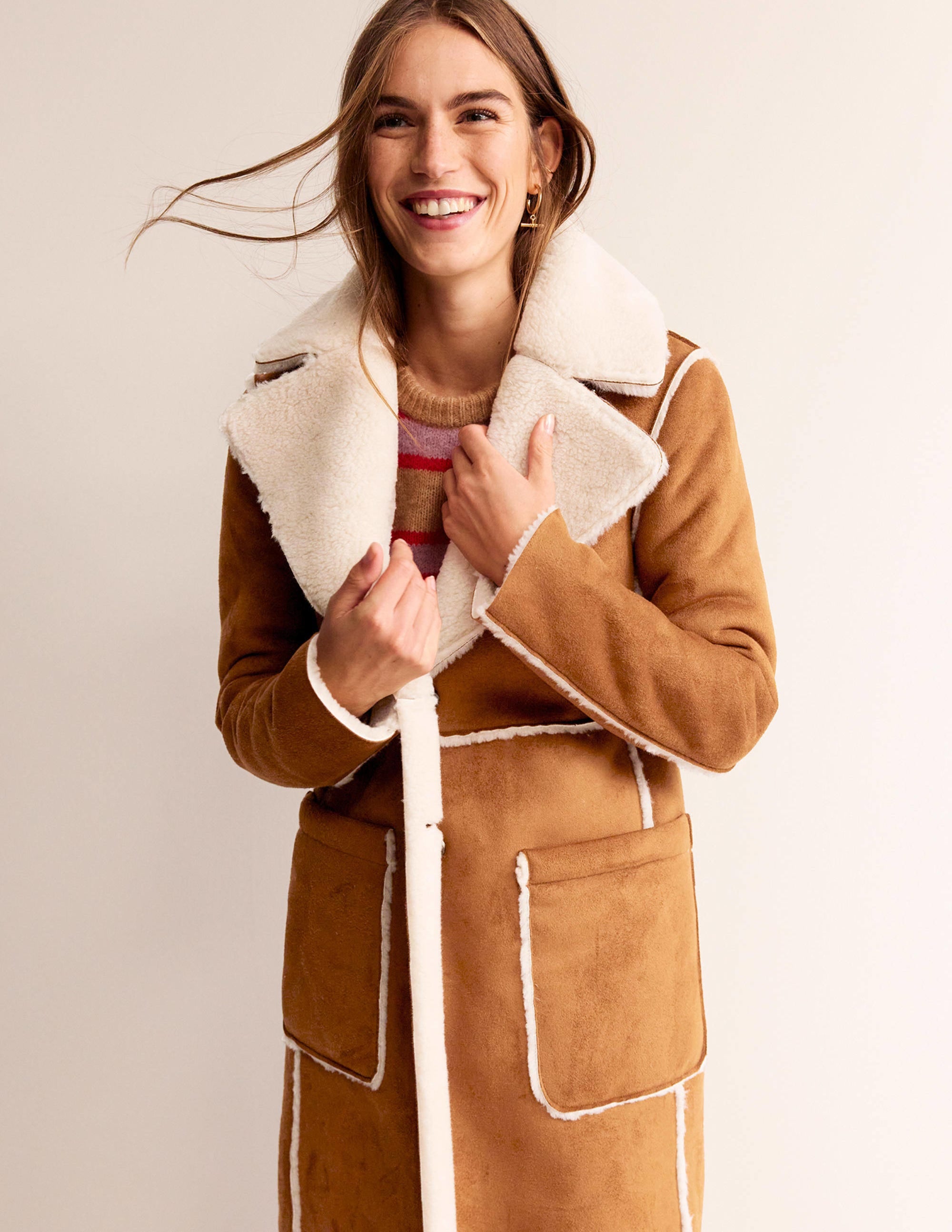 Reversible Faux-Shearling Coat-Hazel Brown - Image 1