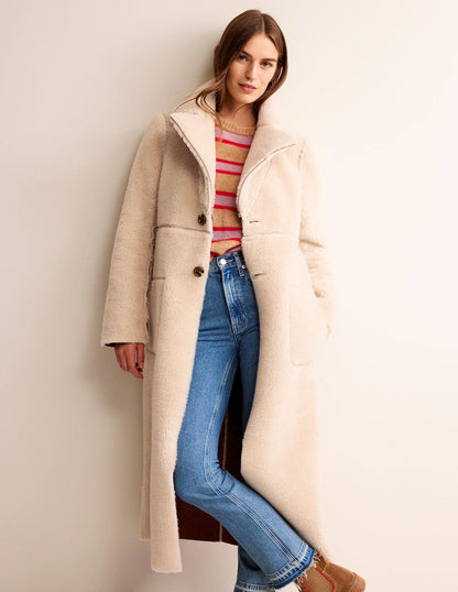 Reversible Faux-Shearling Coat-Hazel Brown