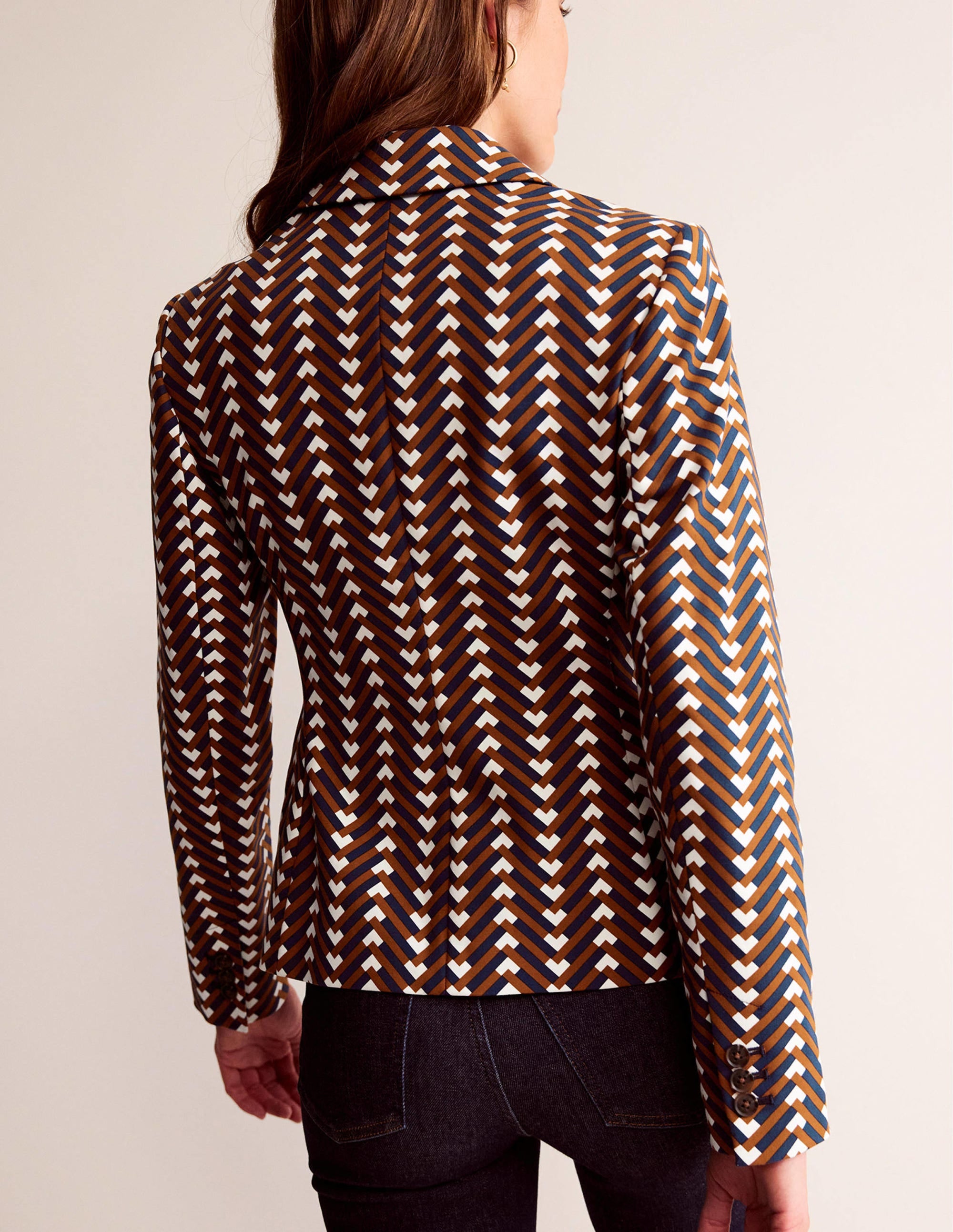 Canonbury Printed Blazer-Pumpkin, Chevron Geo - Image 3