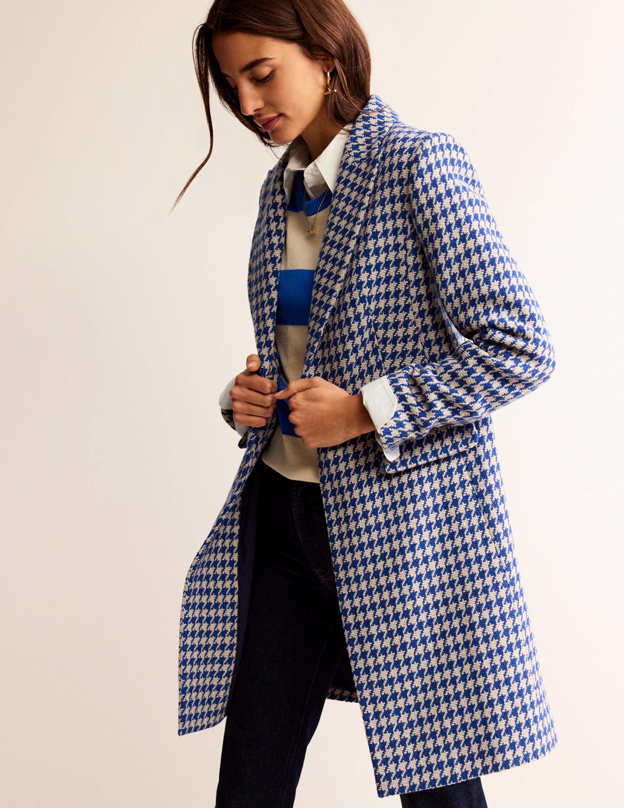 Canterbury Interest Coat-Blue and Ivory Dogstooth - Image 1