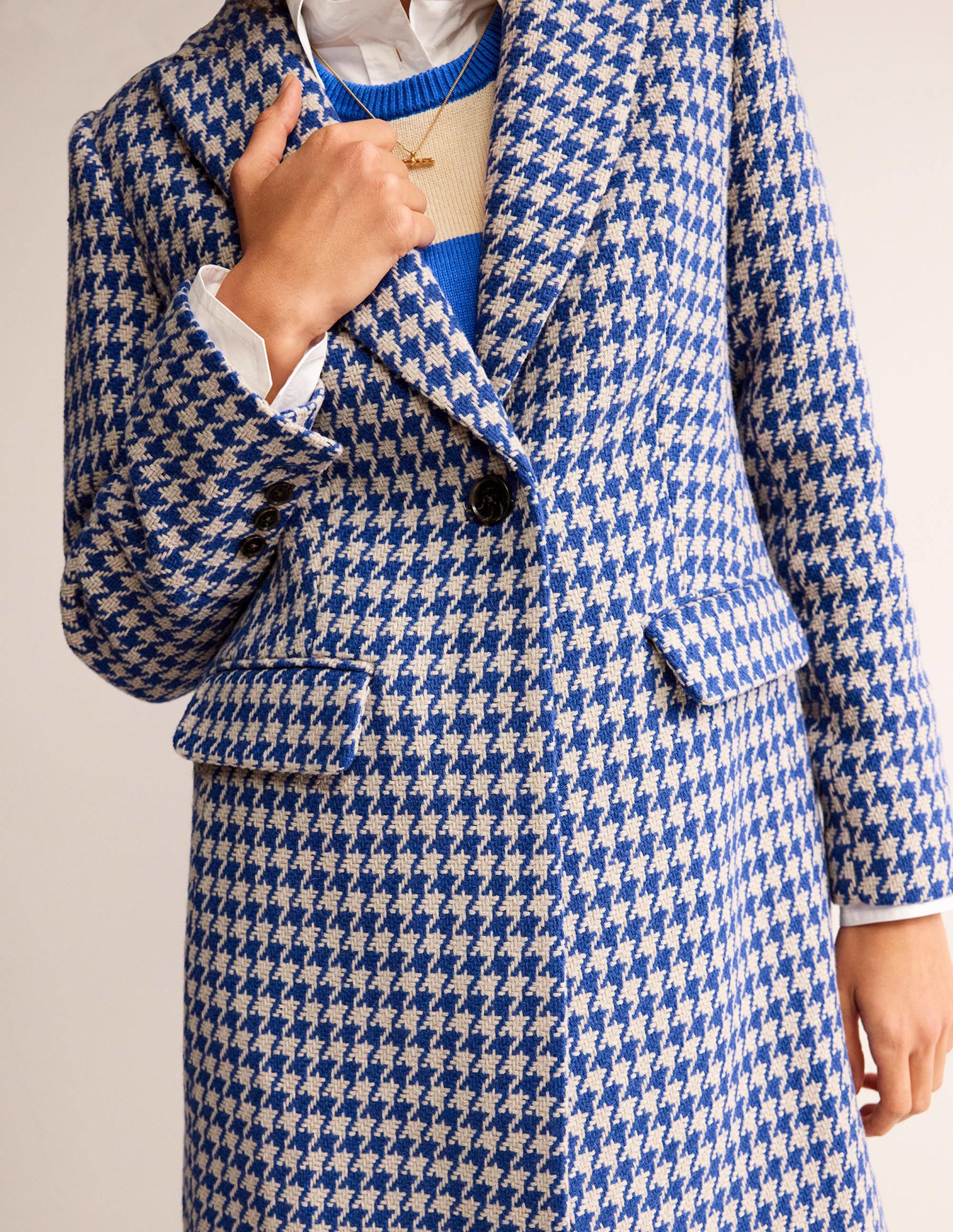 Canterbury Interest Coat-Blue and Ivory Dogstooth - Image 2