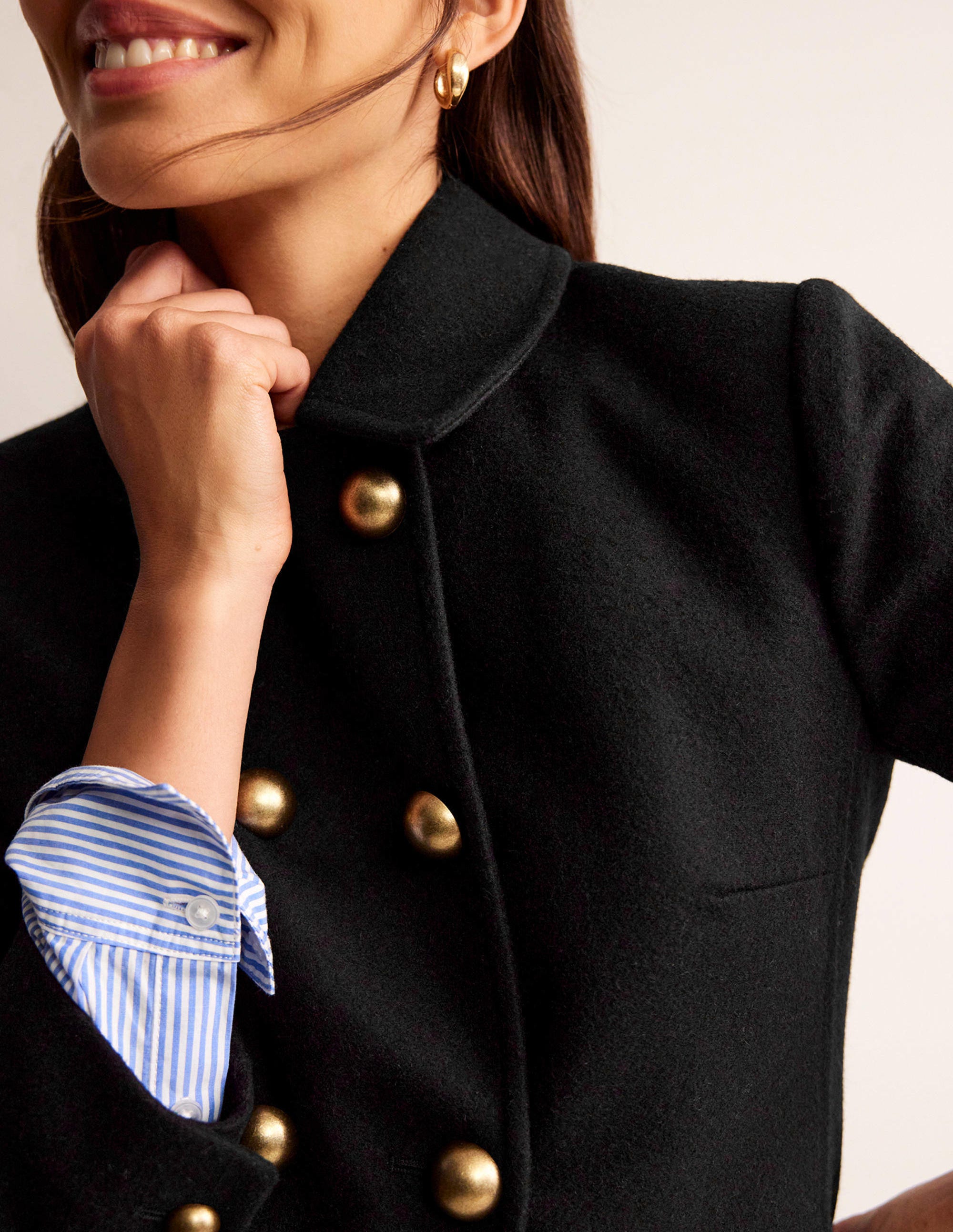 Double-Breasted Wool Coat-Black - Image 2