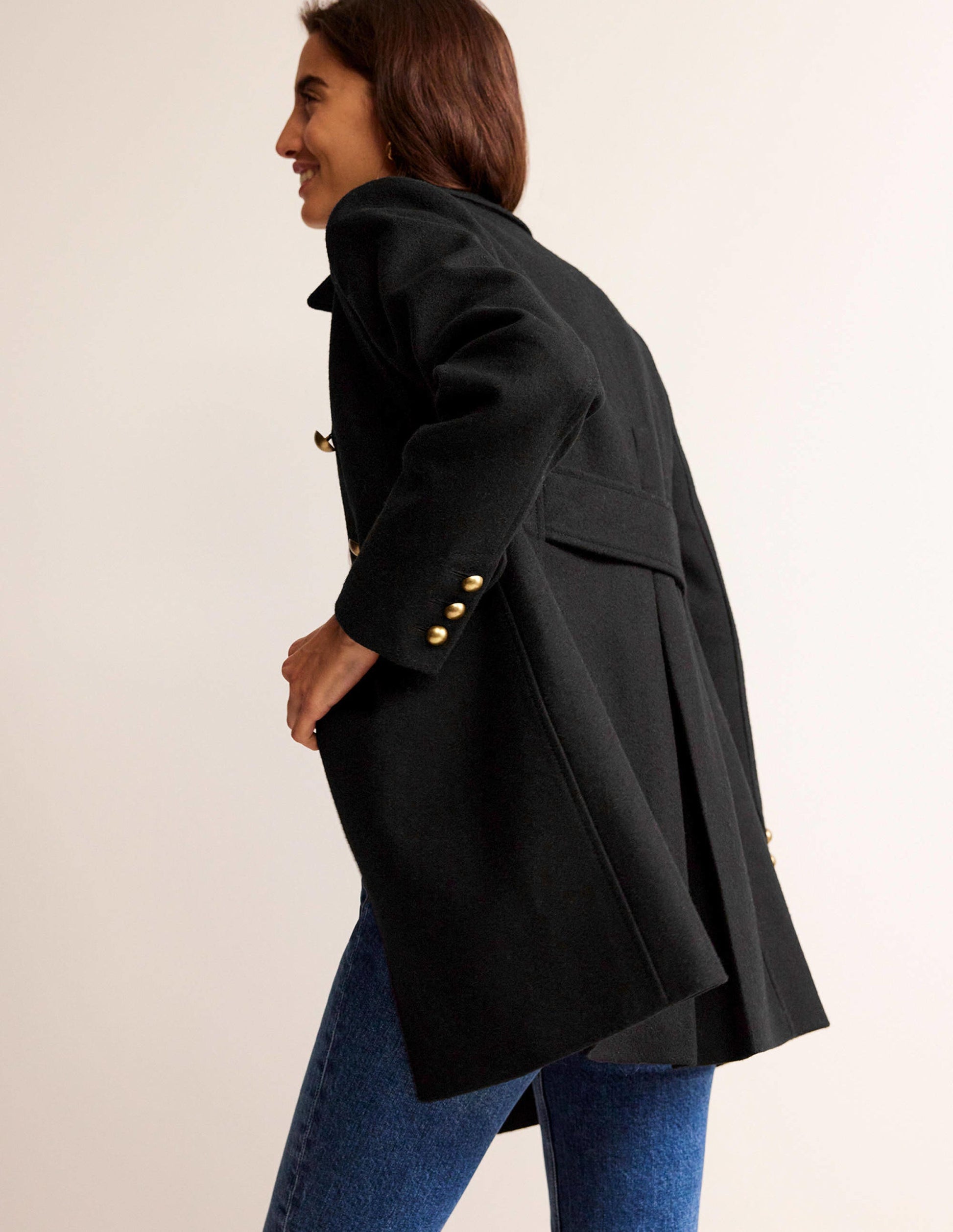 Double-Breasted Wool Coat-Black-3