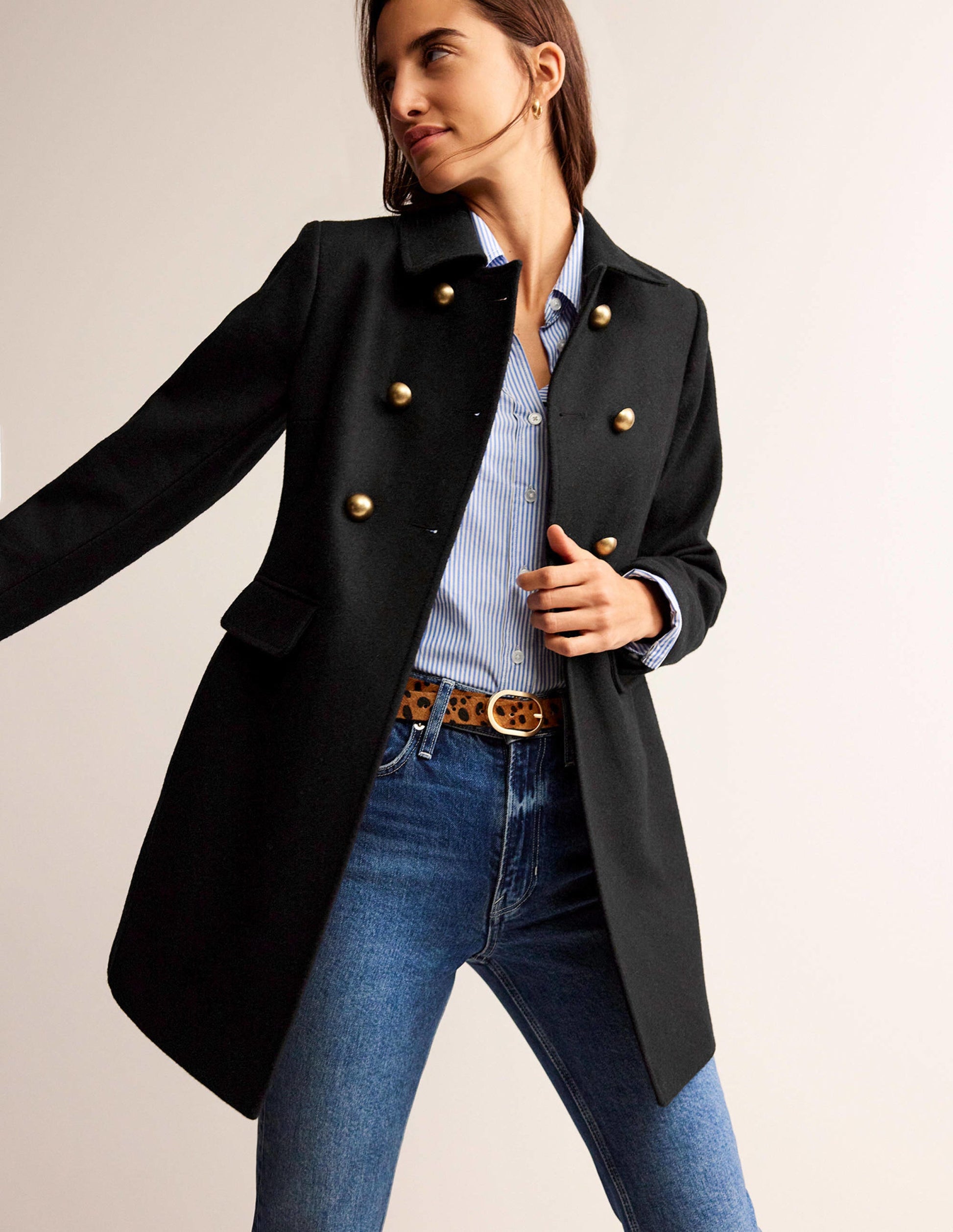 Double-Breasted Wool Coat-Black-4