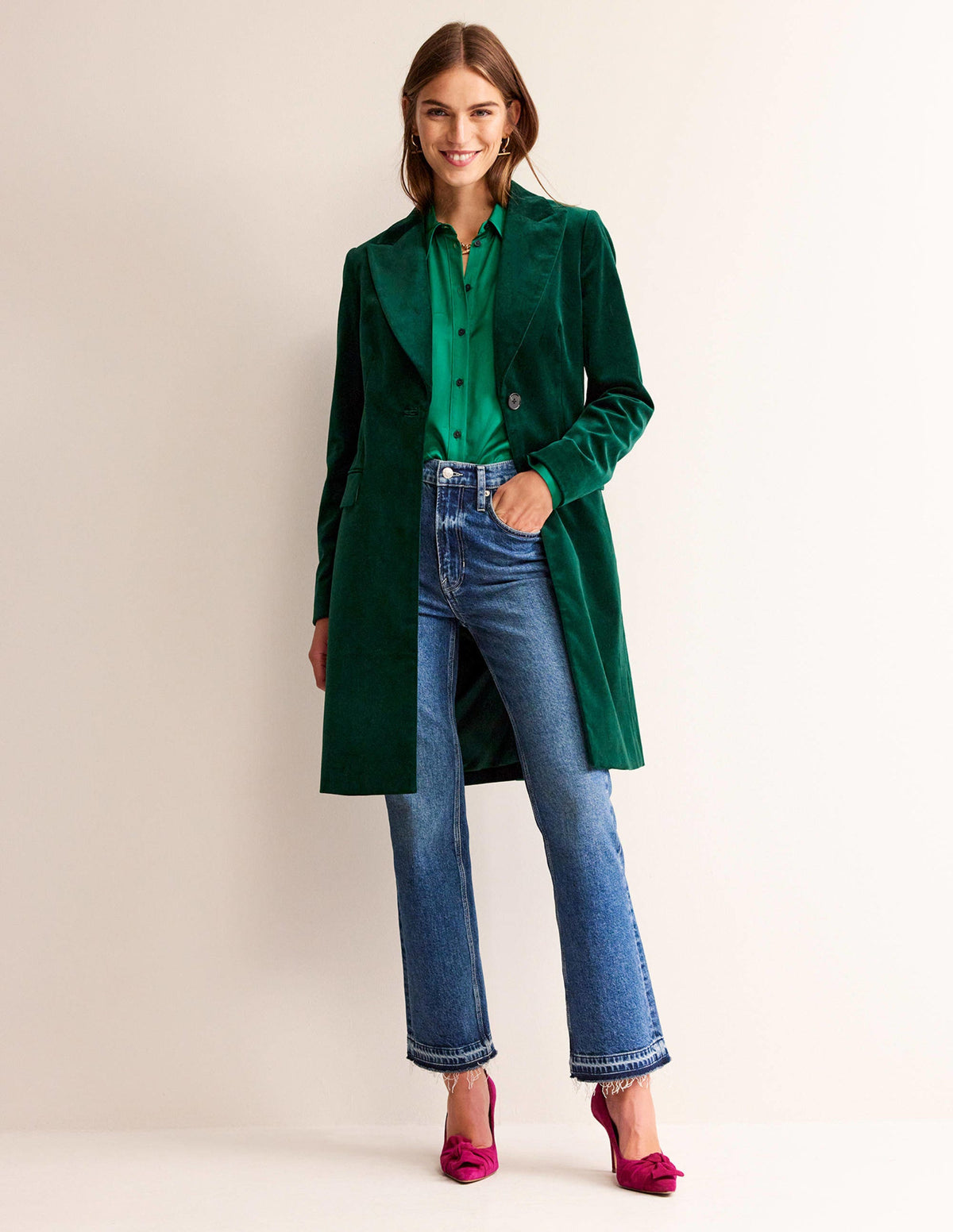 Canterbury Velvet Coat-Emerald Night - Image 2