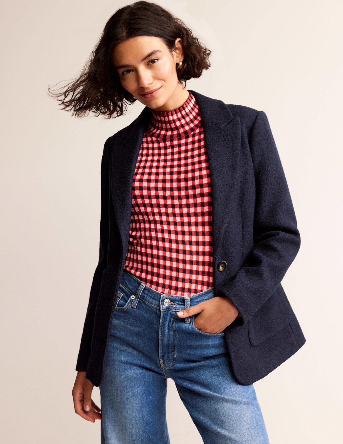 The Marylebone Textured Blazer-Navy-1