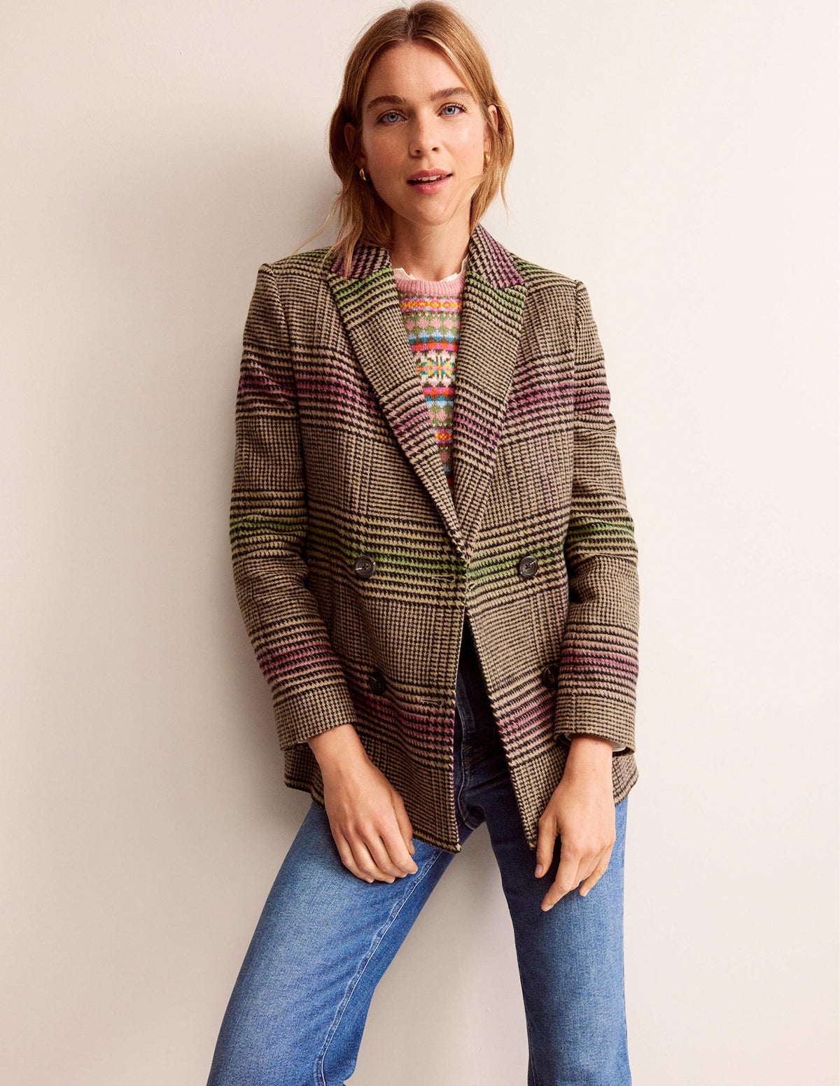 Double-Breasted Checked Coat-Check - Image 1