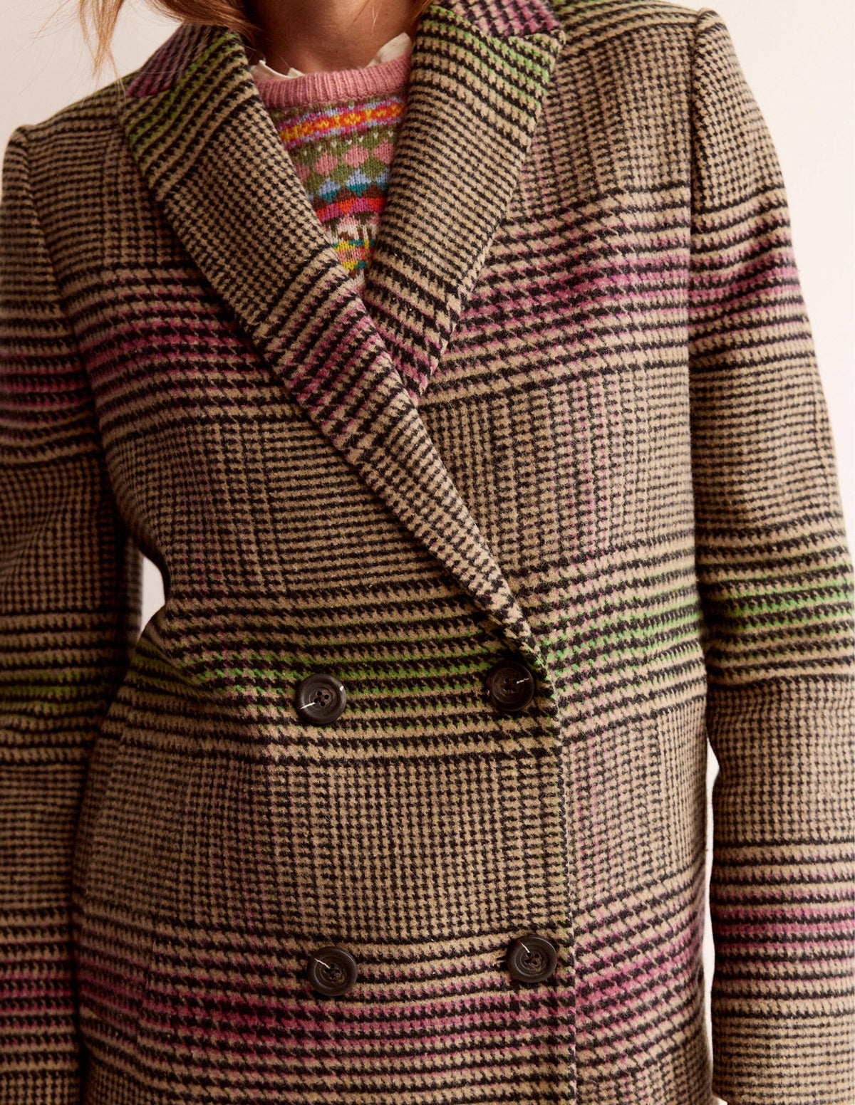 Double-Breasted Checked Coat-Check - Image 2