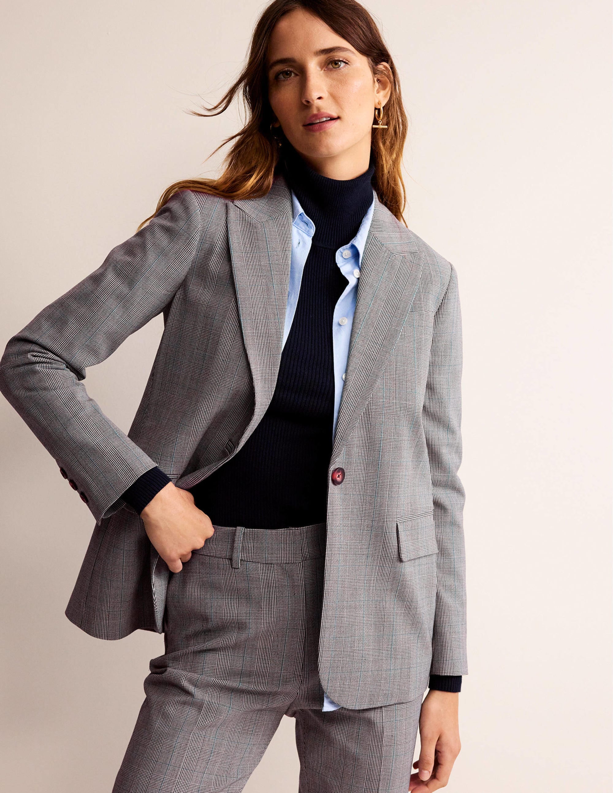 Bloomsbury Wool Blazer-Grey Check - Image 1