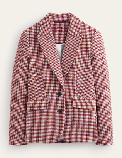 Marylebone Checked Blazer-Berry Drawn Check