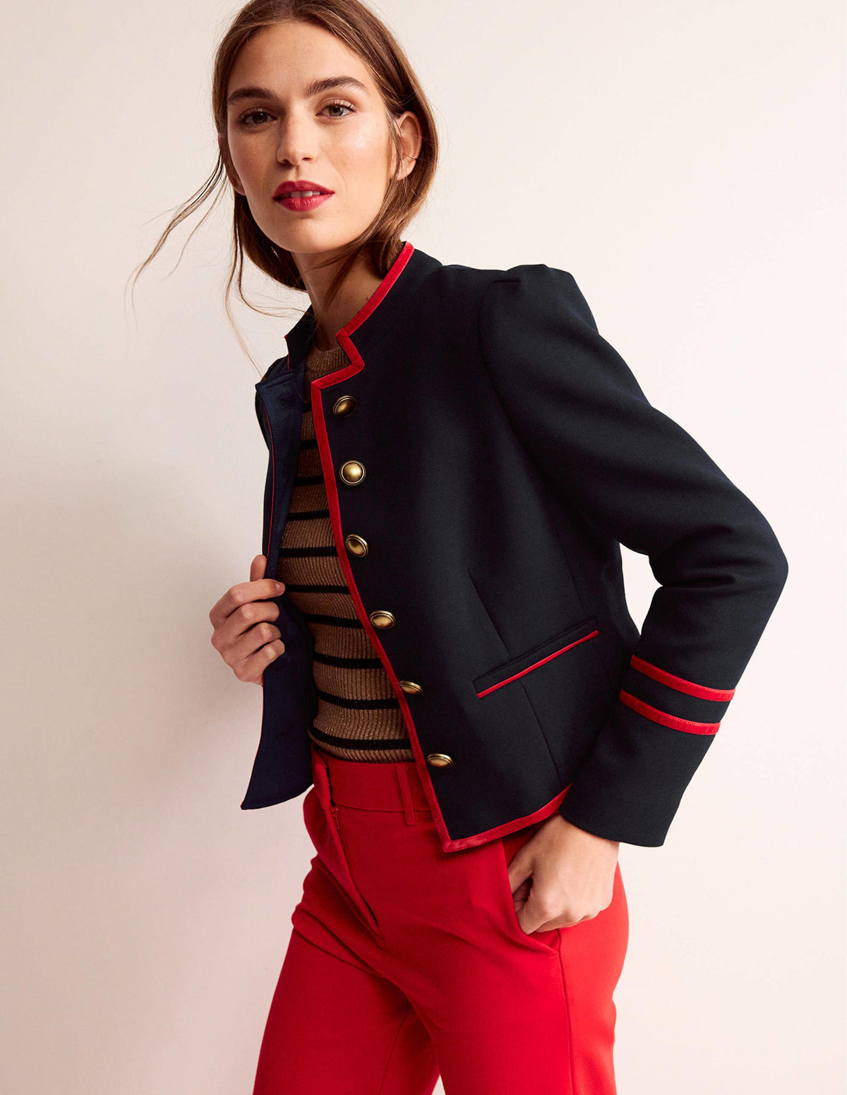 Cambridge Military Jacket-French Navy,Red Trim - Image 1