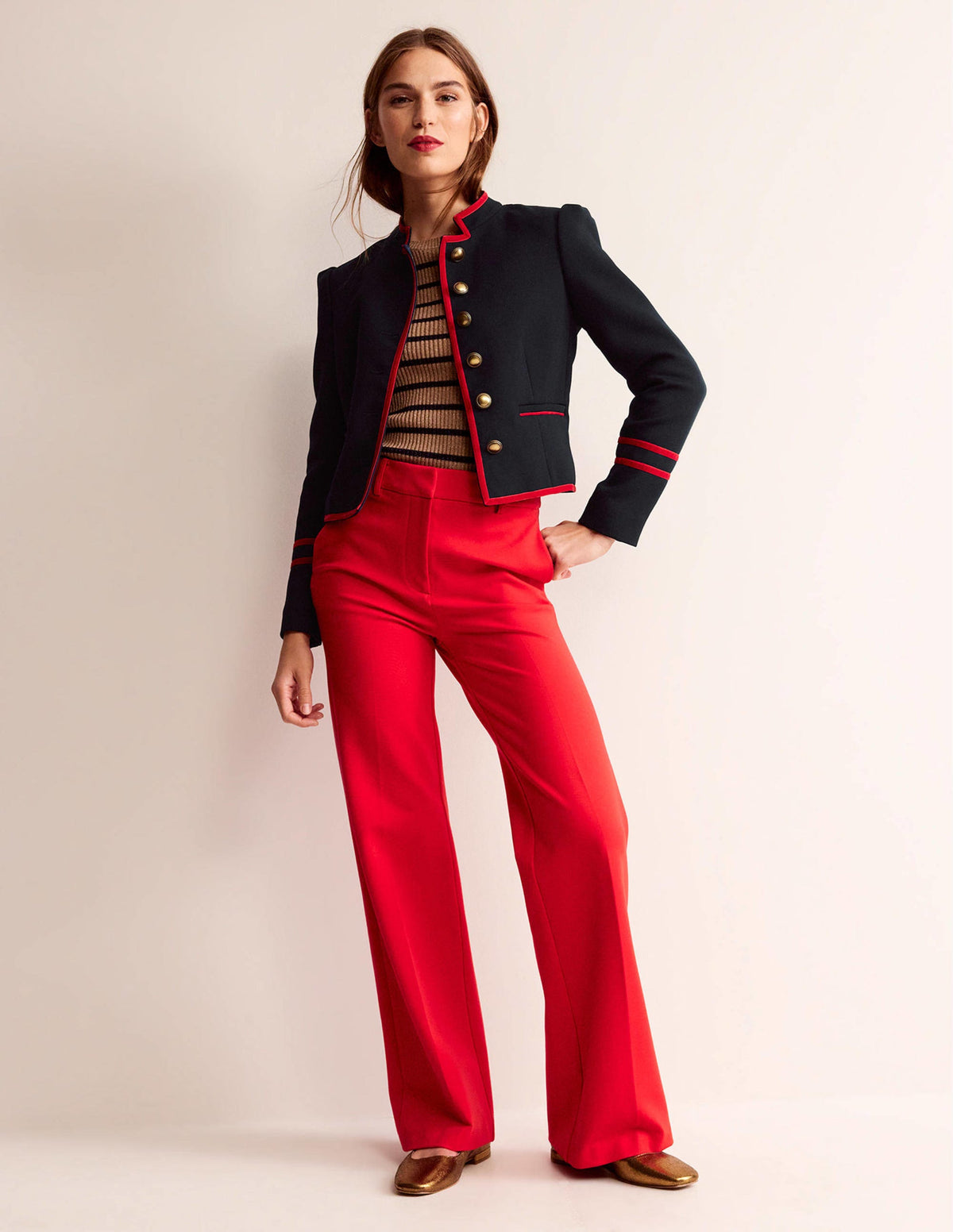 Cambridge Military Jacket-French Navy,Red Trim-5