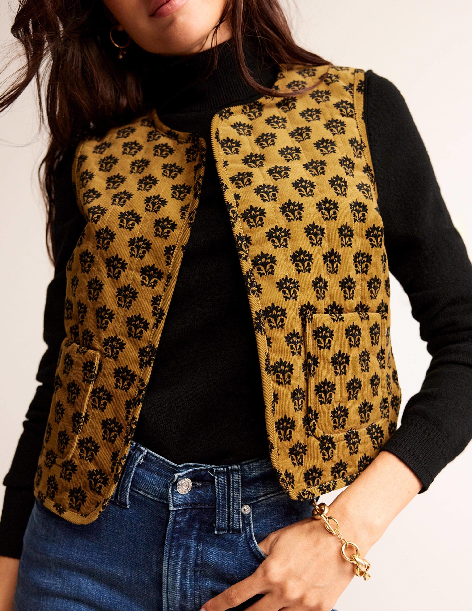 Cord Vest-Golden Olive, Lily - Image 2