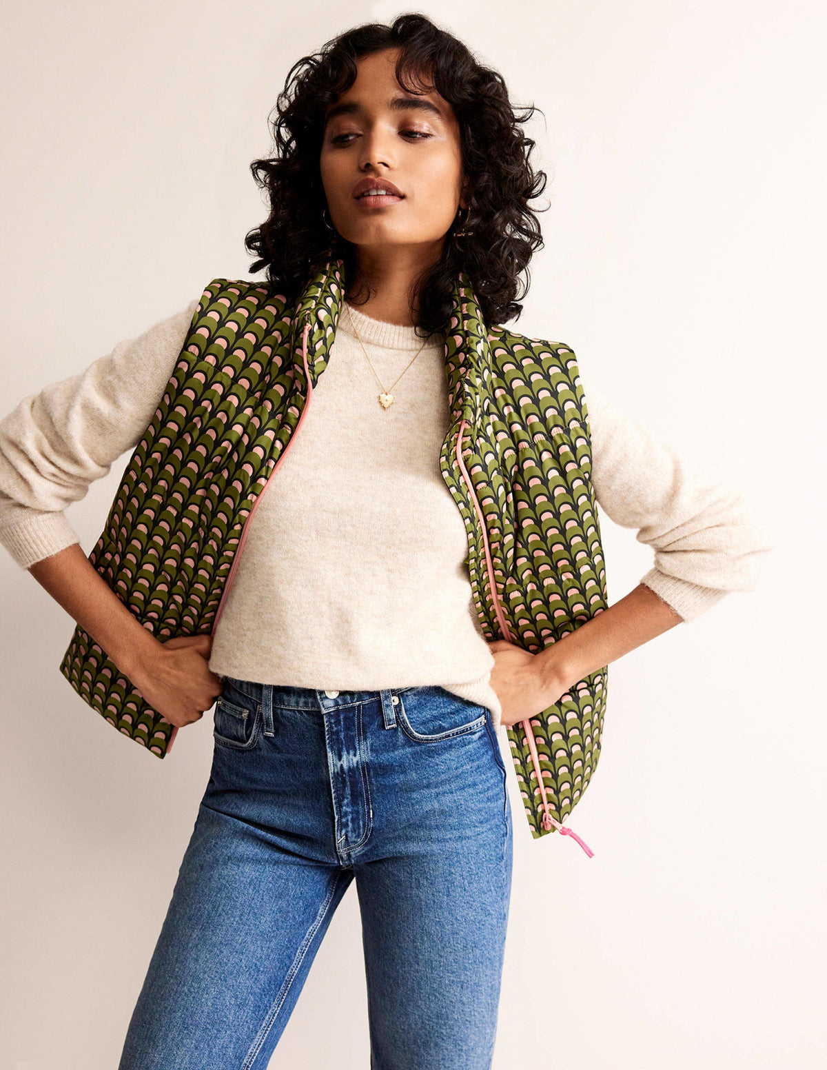 Fife Quilted Vest-Chalky Pink, Geo Charm - Image 4