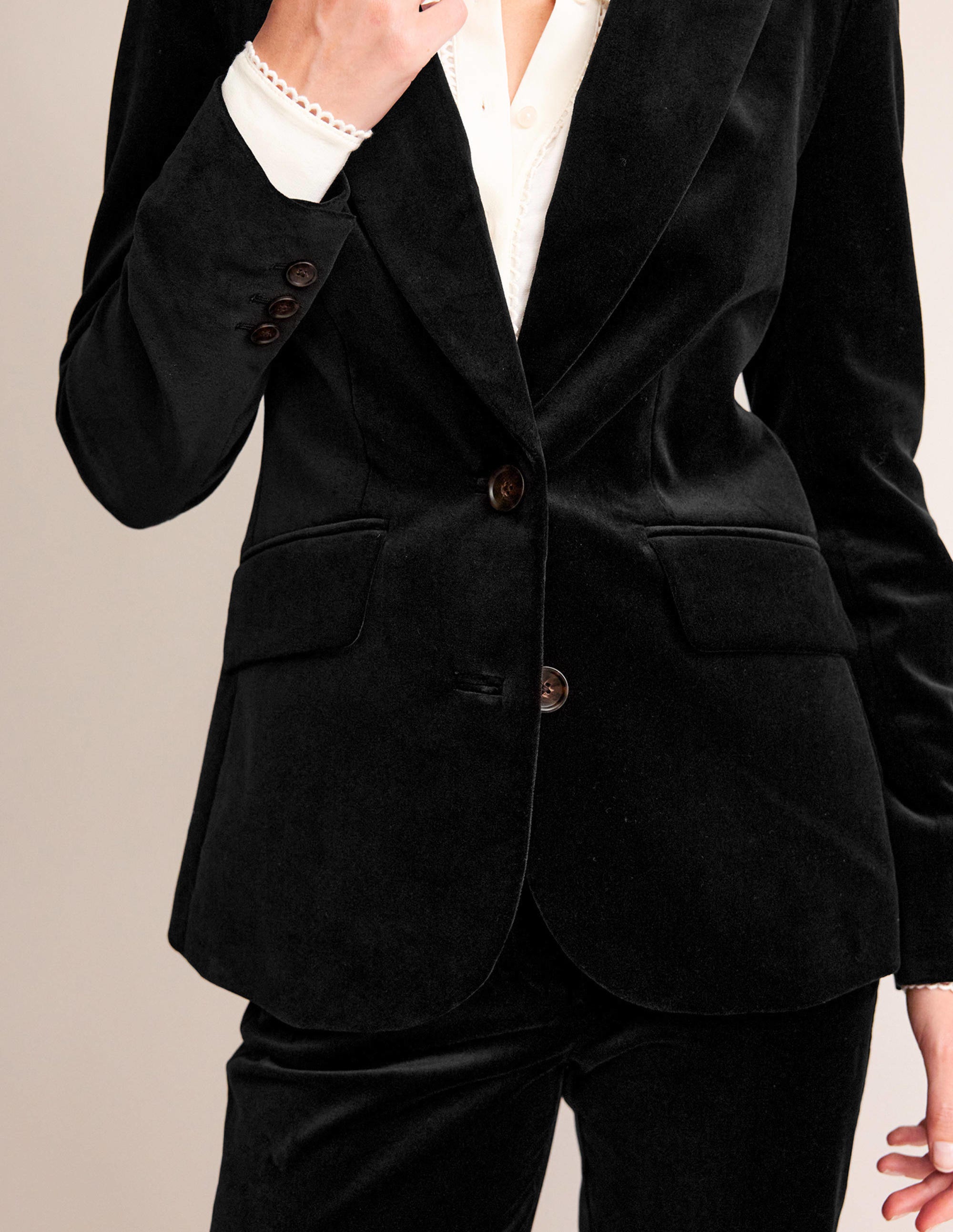 Marylebone Velvet Blazer-Black - Image 2