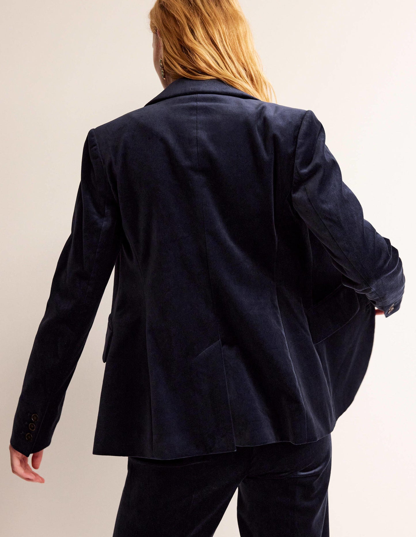 Marylebone Velvet Blazer-Navy