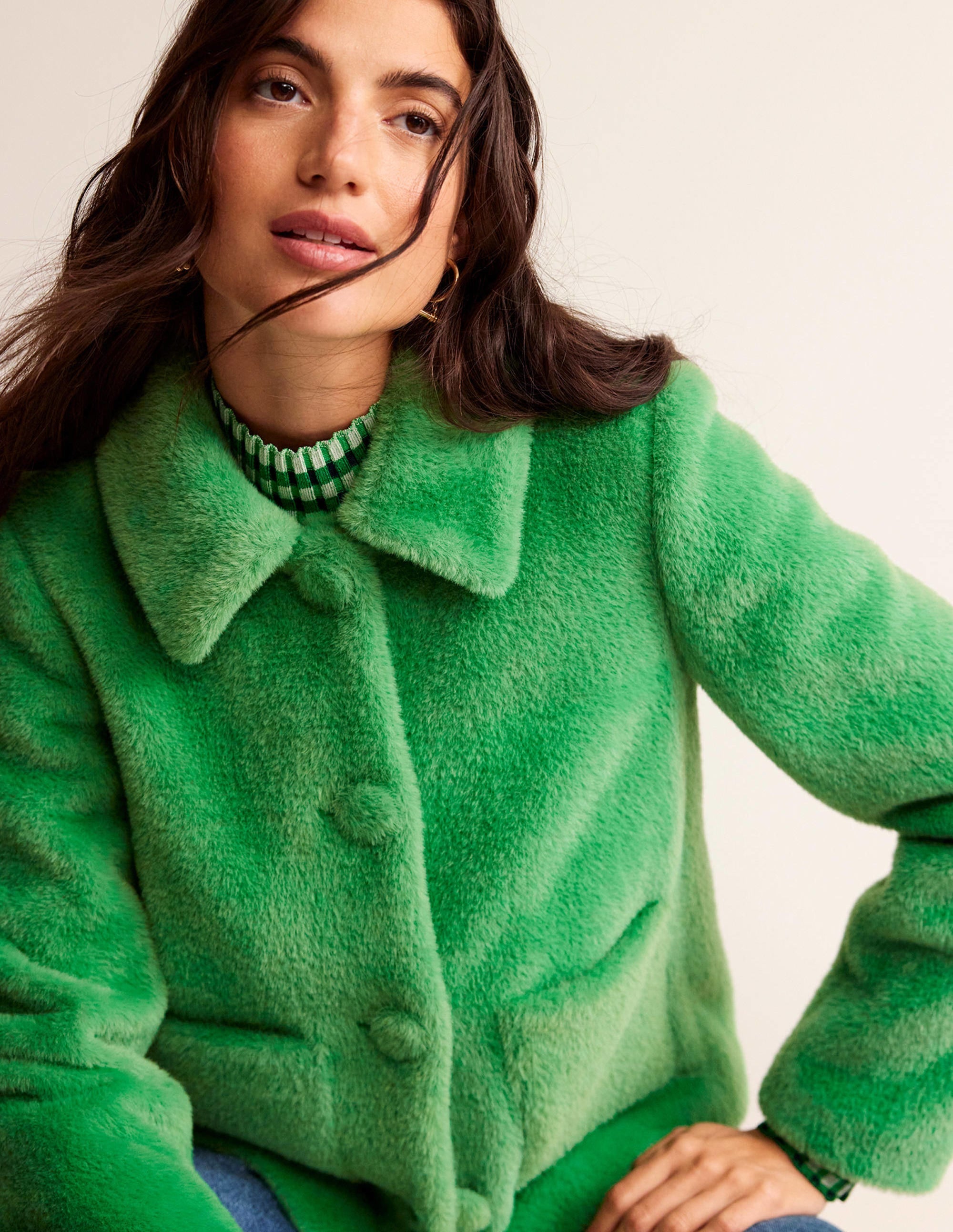 York Faux-Fur Coat-Veridian Green - Image 1