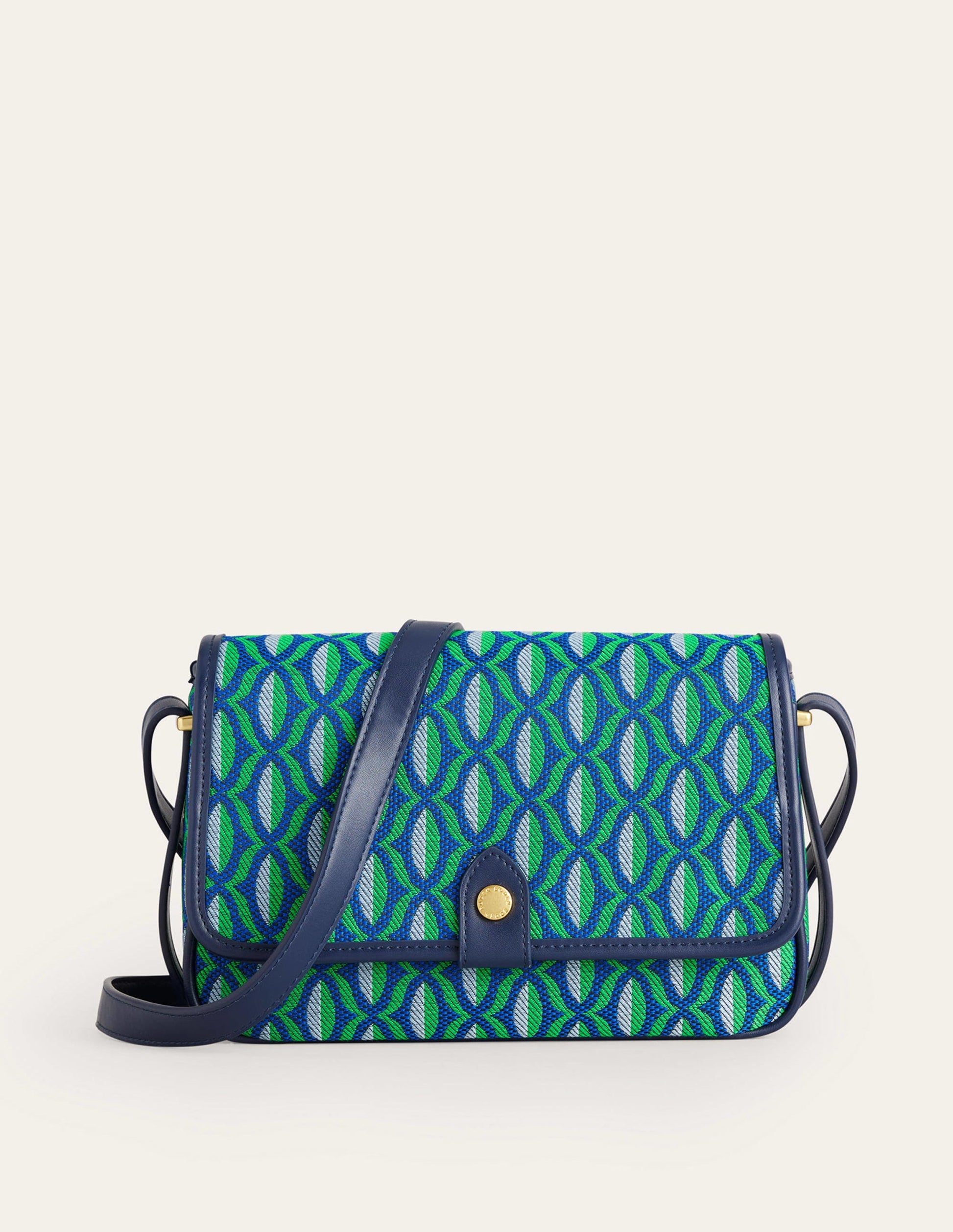 Structured Cross-Body Bag-Green Geo-2