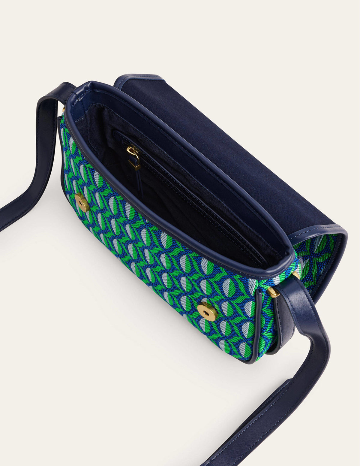 Structured Cross-Body Bag-Green Geo-4