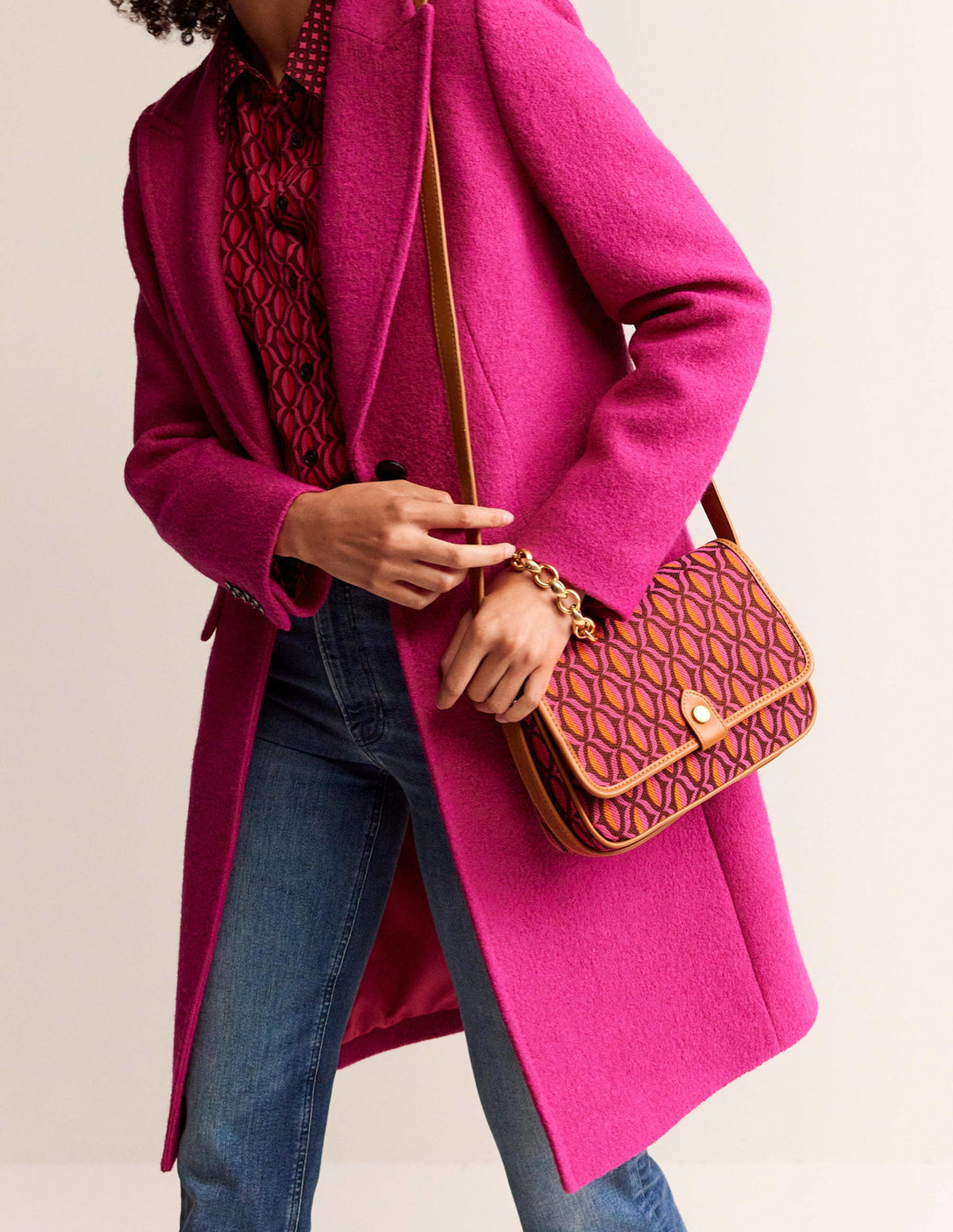Structured Cross-Body Bag-Red Geo-1