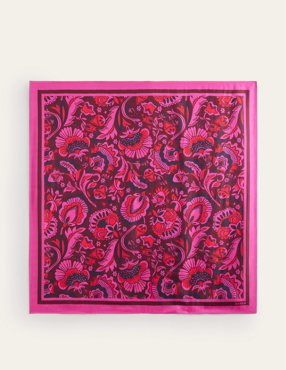 Large Square Silk Scarf-Burgundy Red, Florist Scarf - Image 3