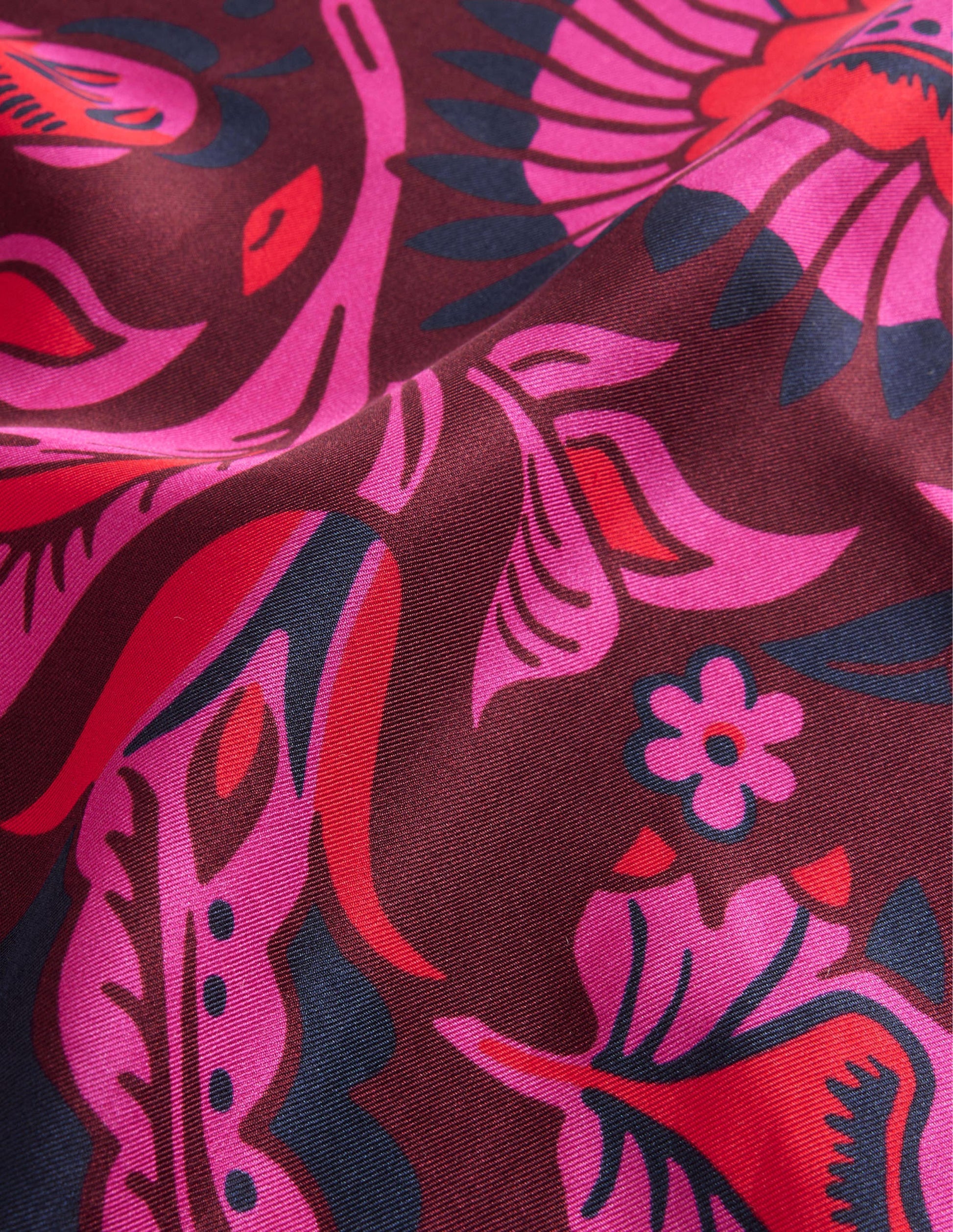 Large Square Silk Scarf-Burgundy Red, Florist Scarf-4