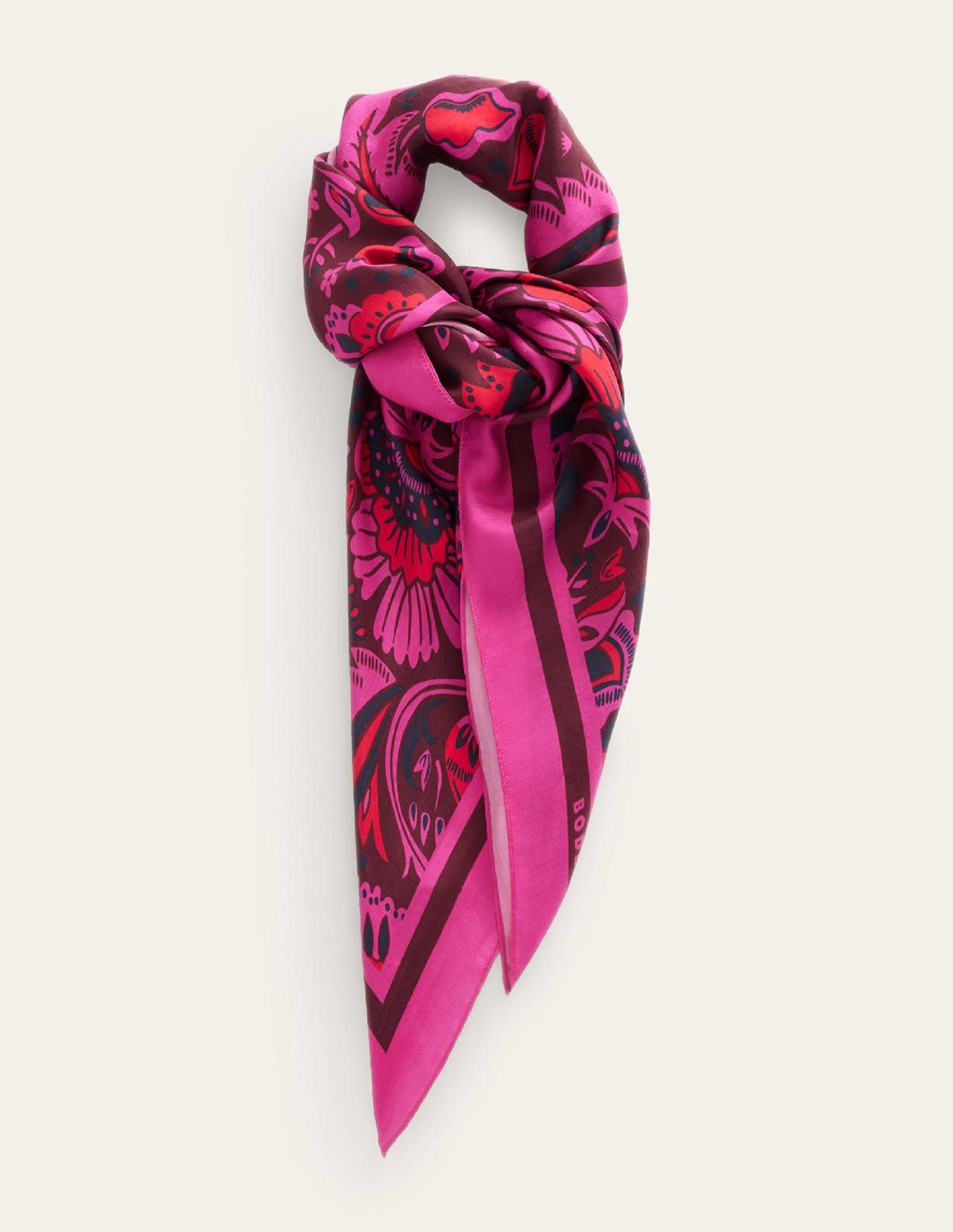 Large Square Silk Scarf-Burgundy Red, Florist Scarf - Image 5