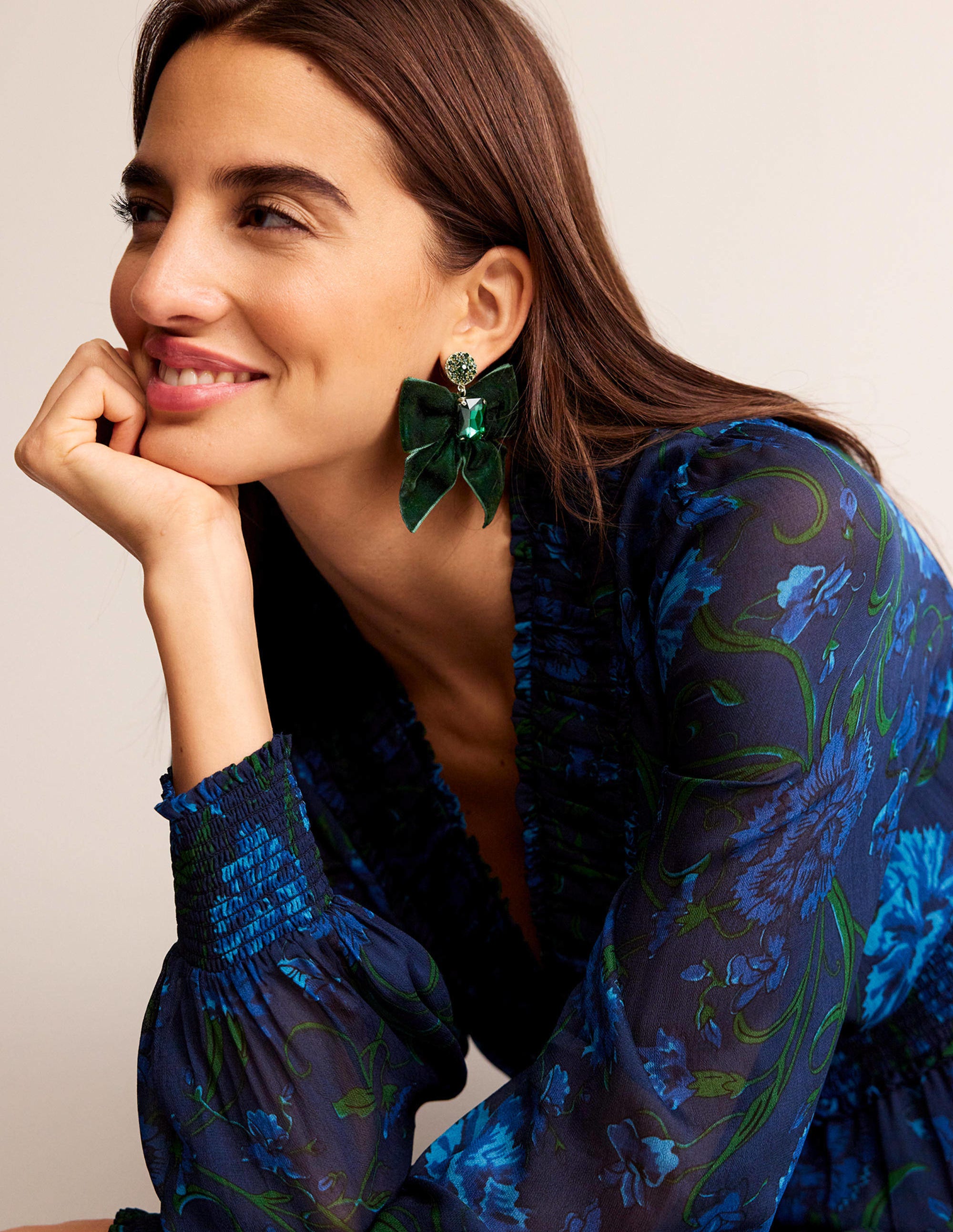 Party Bow Earrings-Chatsworth Green - Image 1