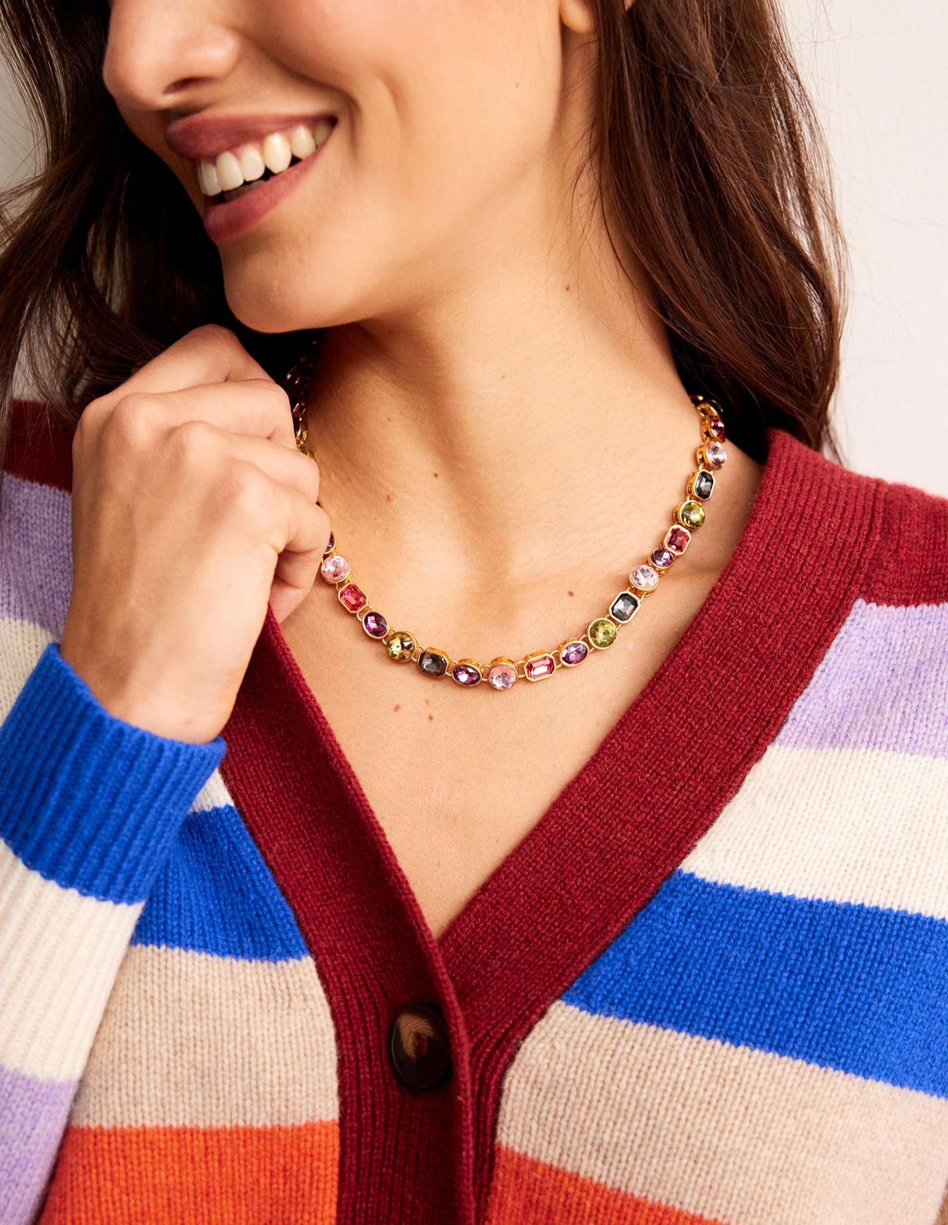 Jewelled Necklace-Pink Multi-1