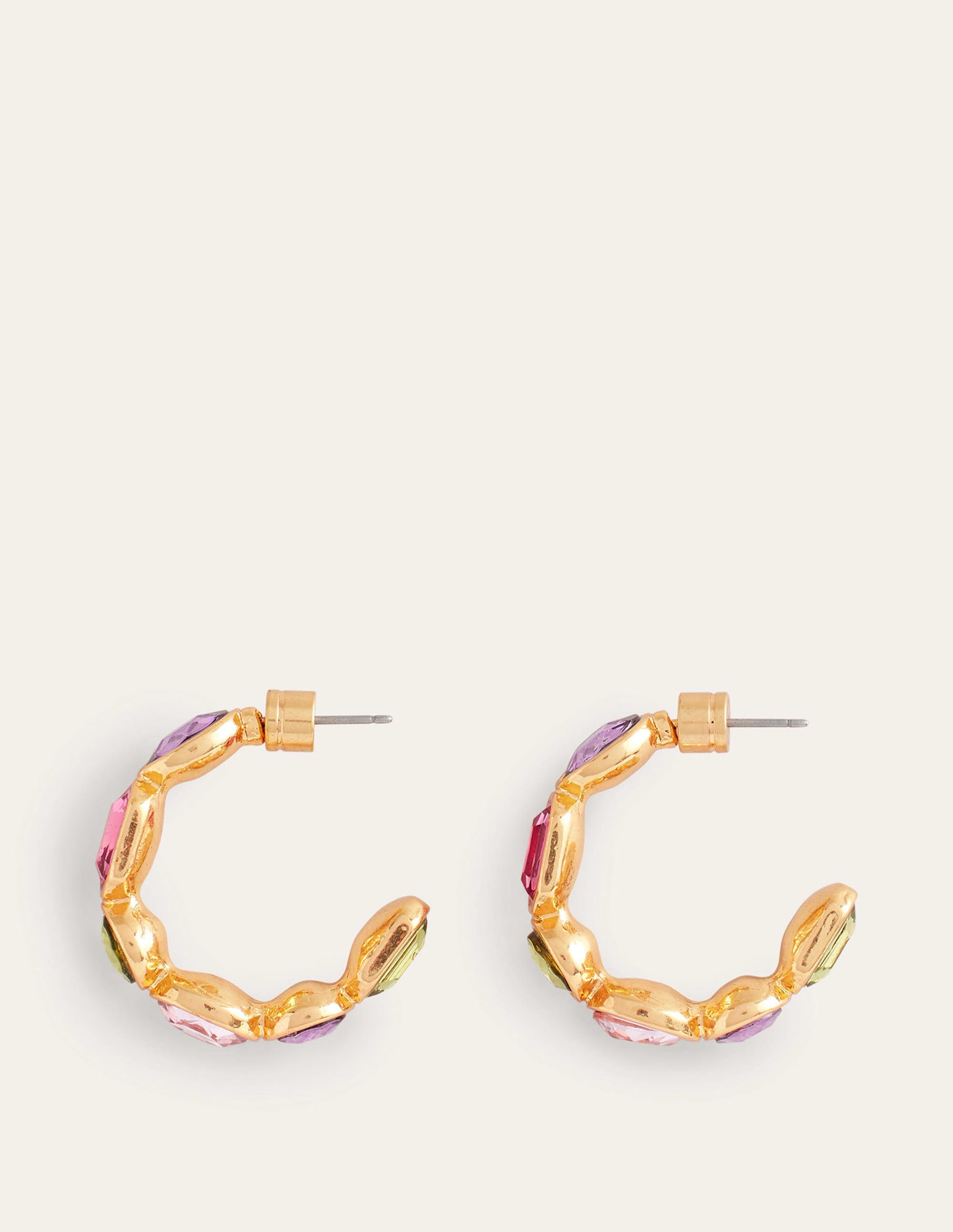 Jewelled Hoop Earrings-Pink Multi - Image 2