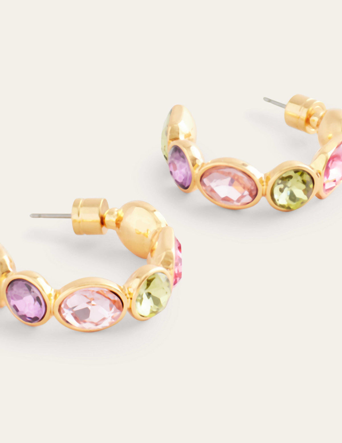 Jewelled Hoop Earrings-Pink Multi-3