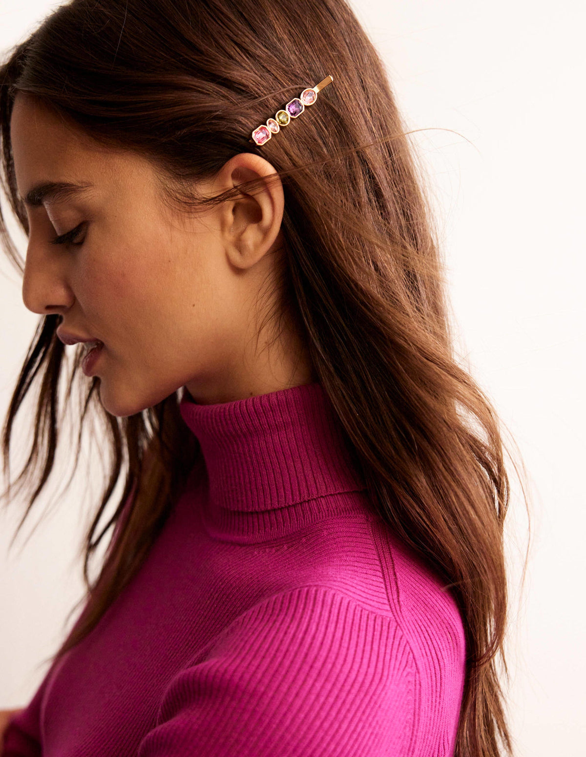 Jewelled Hair Slides-Multi Pink - Image 1
