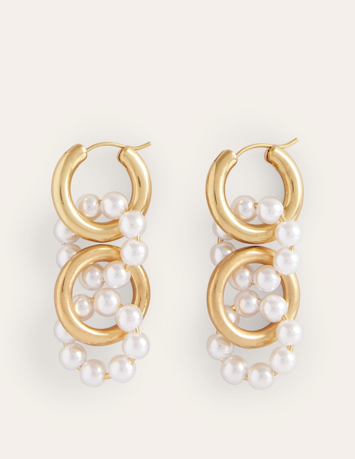 Link Bead Earrings-Pearl - Image 2