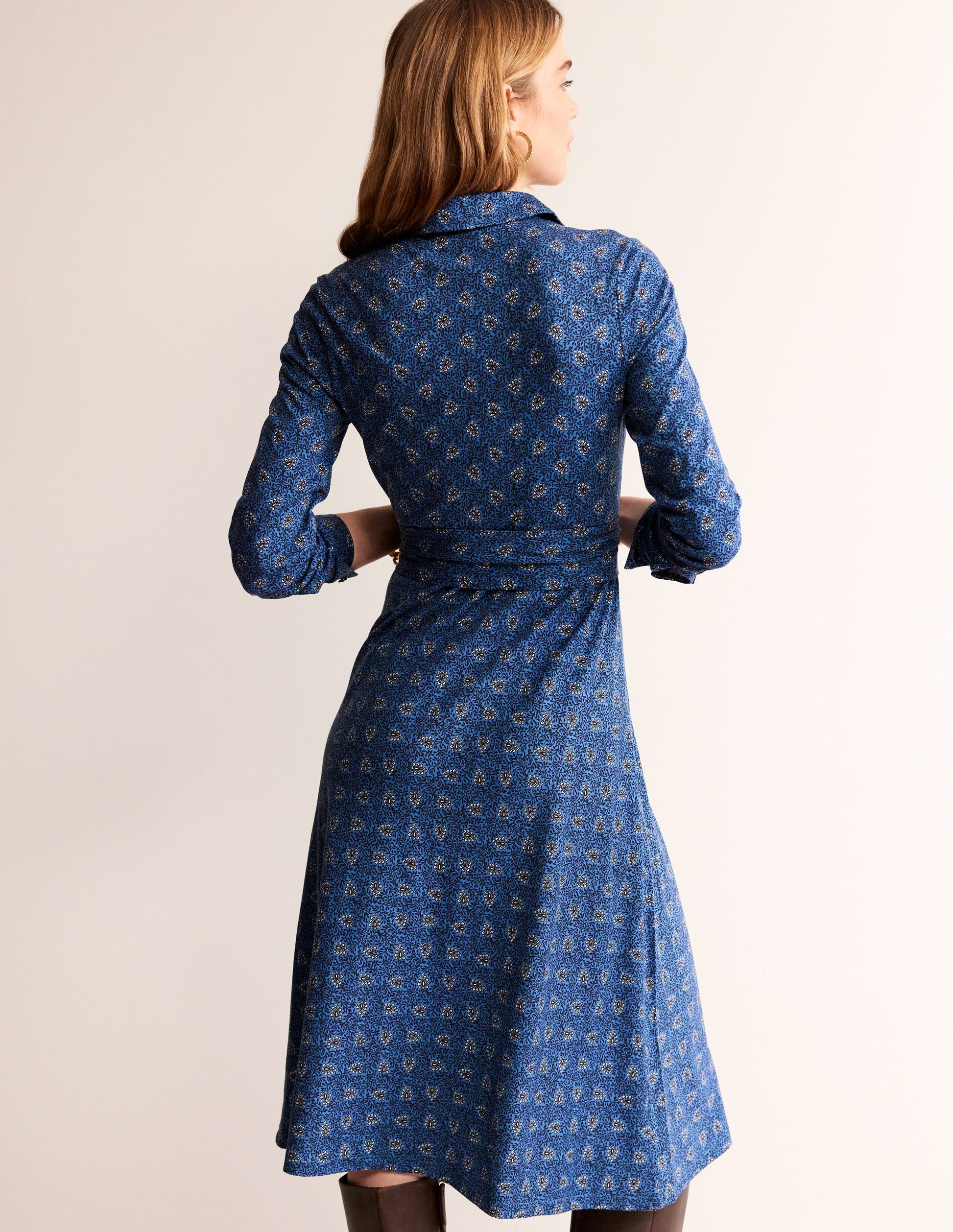 Laura Jersey Midi Shirt Dress-Azure, Celosia Bud-3