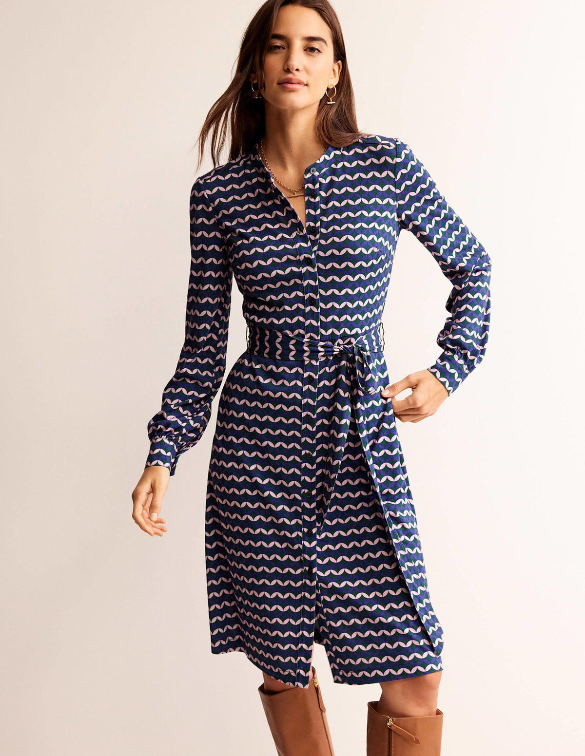 Julia Jersey Shirt Dress-Surf the Web, Diamond Terrace-1