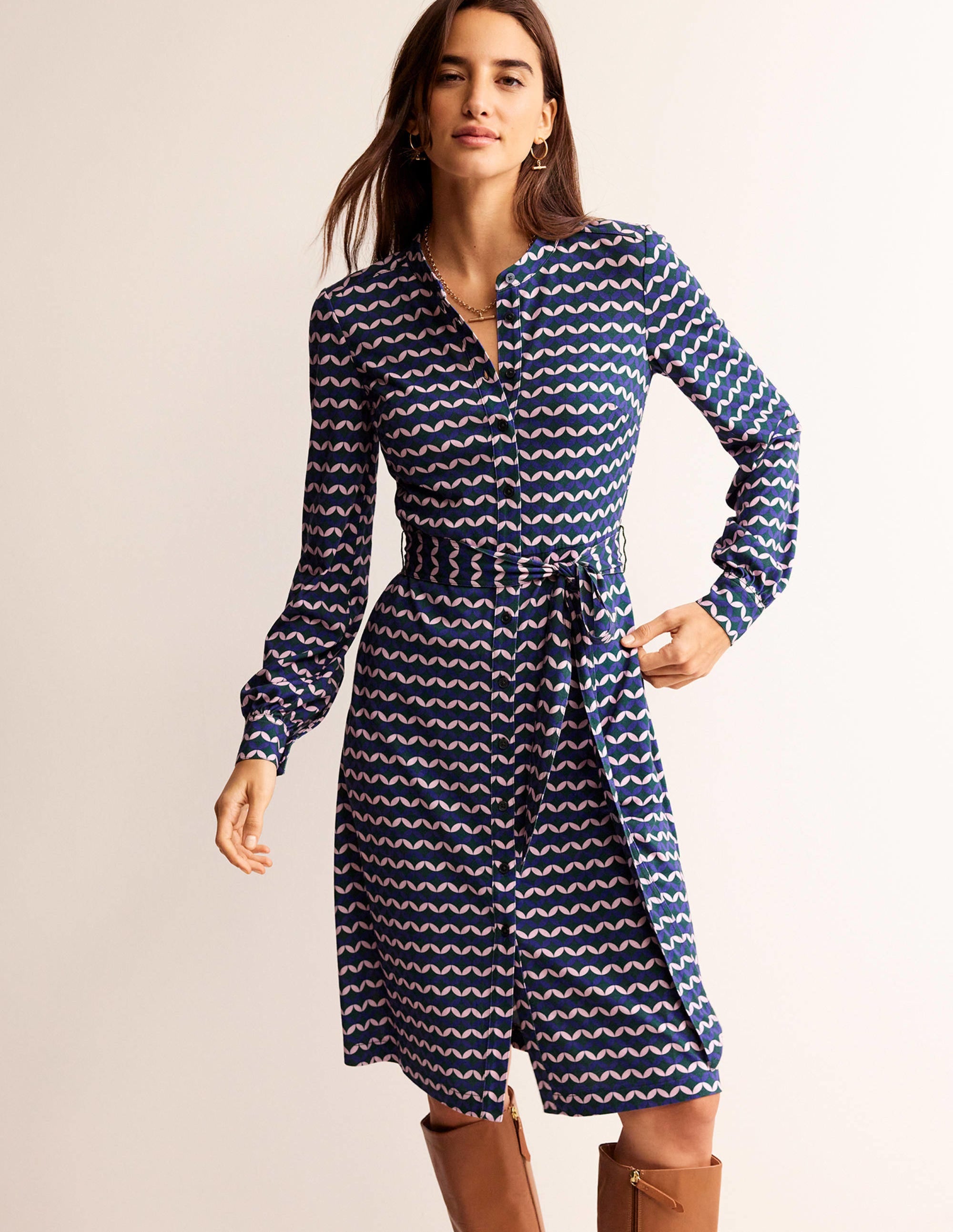Julia Jersey Shirt Dress-Surf the Web, Diamond Terrace - Image 1