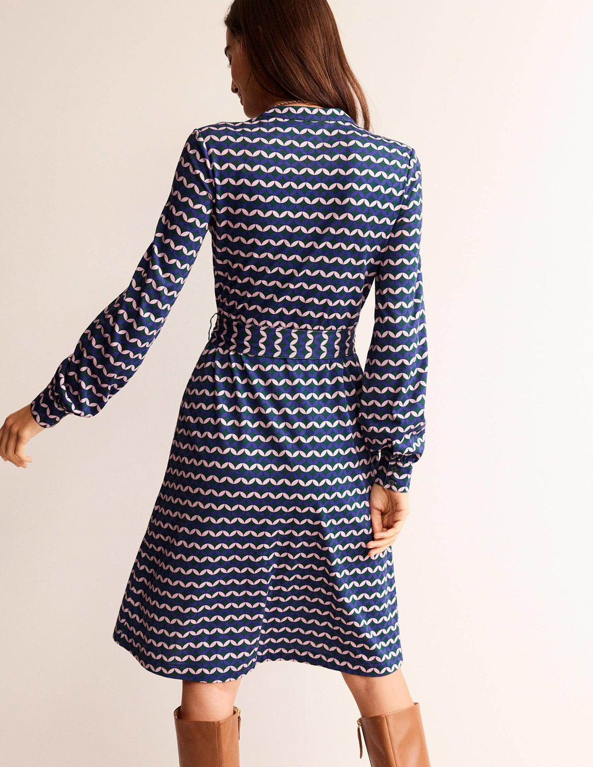 Julia Jersey Shirt Dress-Surf the Web, Diamond Terrace-3