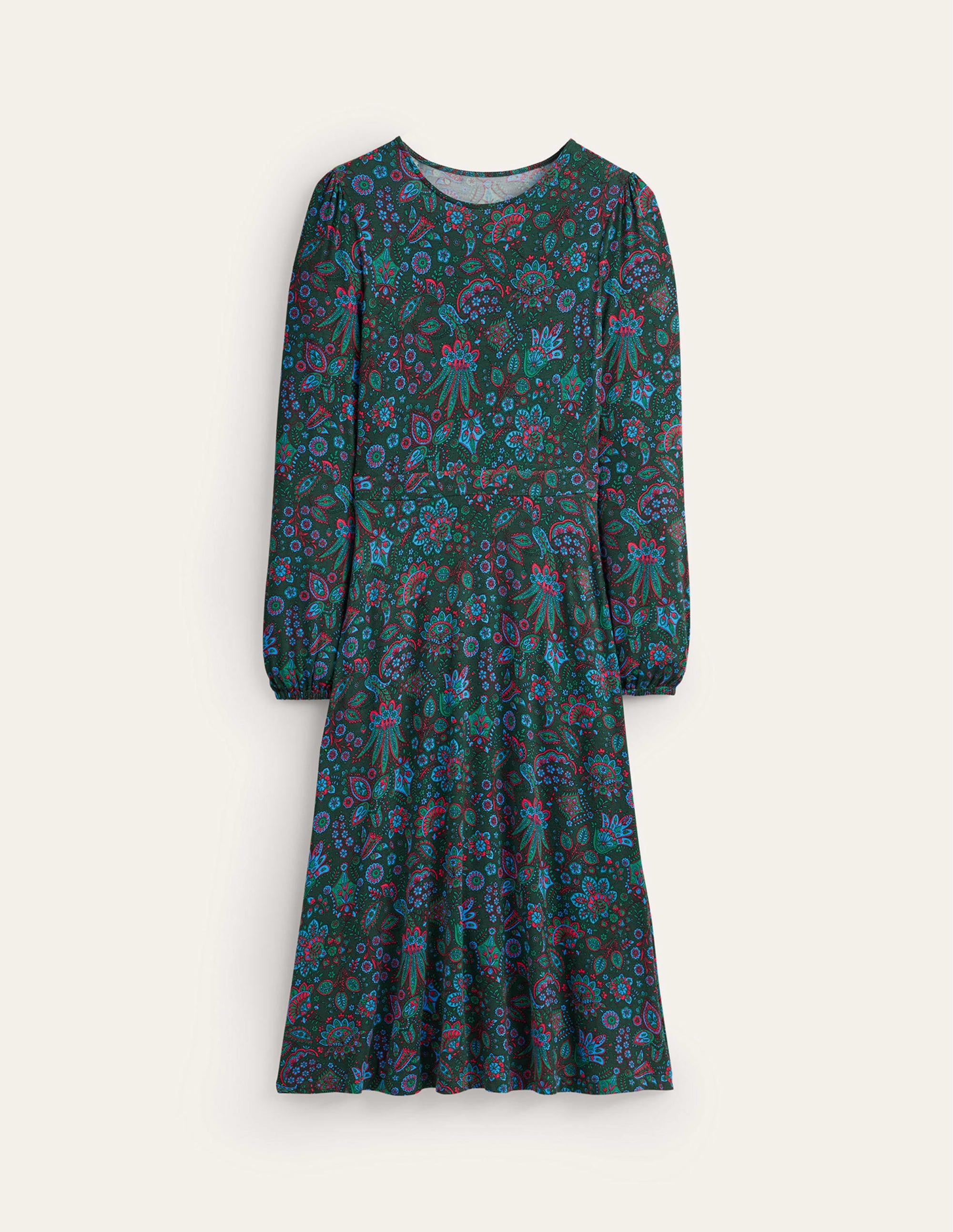 Camille Jersey Midi Dress-Chatsworth Green, Azalea Bloom - Image 6