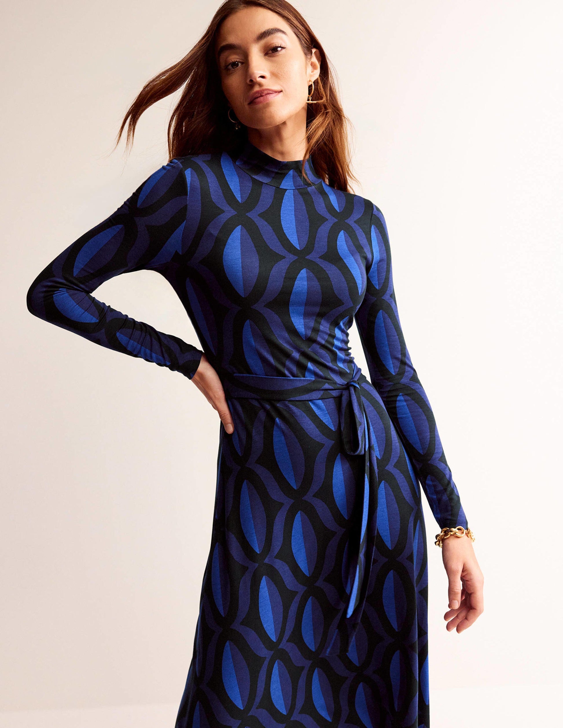 Alberta Jersey Midi Dress-Sapphire Blue, Geo Valley-1