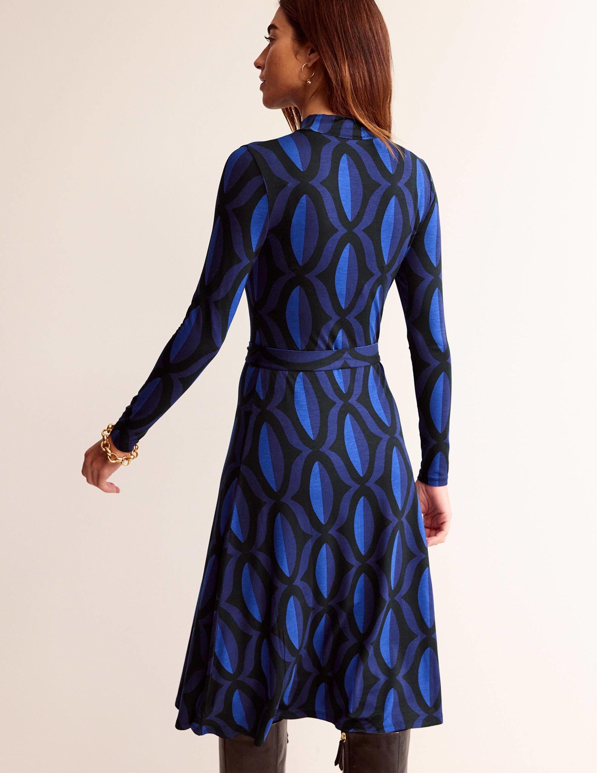 Alberta Jersey Midi Dress-Sapphire Blue, Geo Valley - Image 3