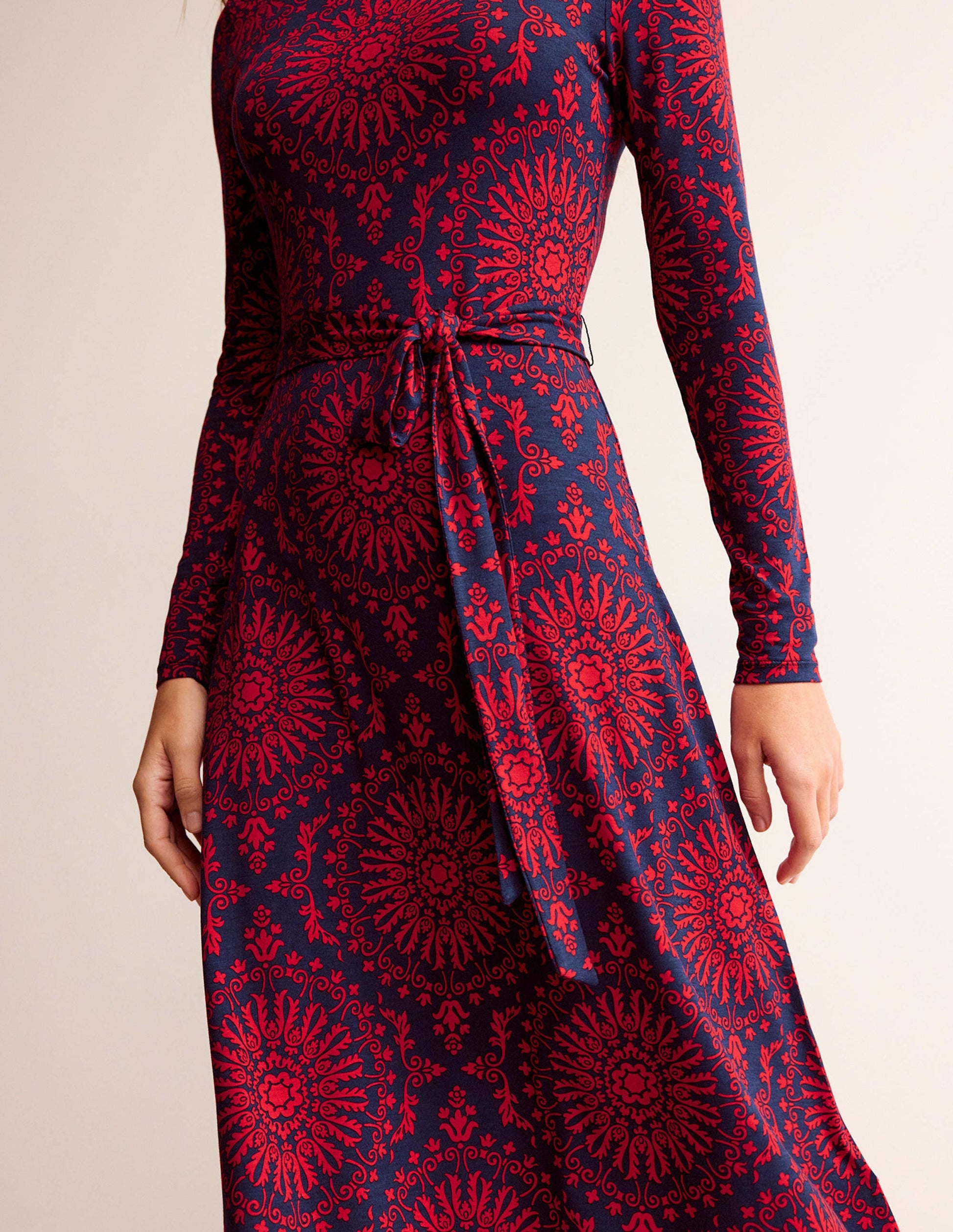 Alberta Jersey Midi Dress-Brilliant Red, Artizian Geo-2