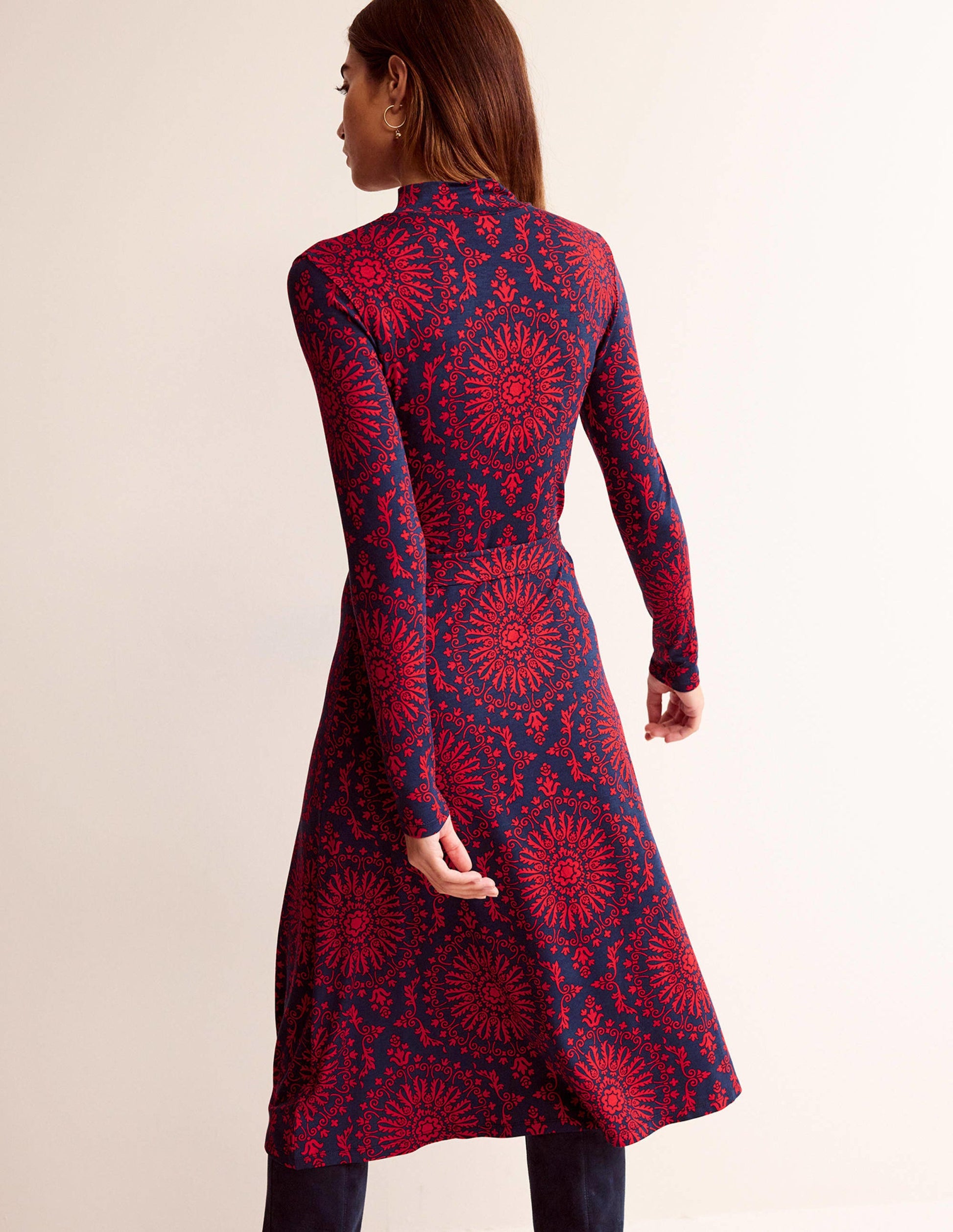 Alberta Jersey Midi Dress-Brilliant Red, Artizian Geo-3